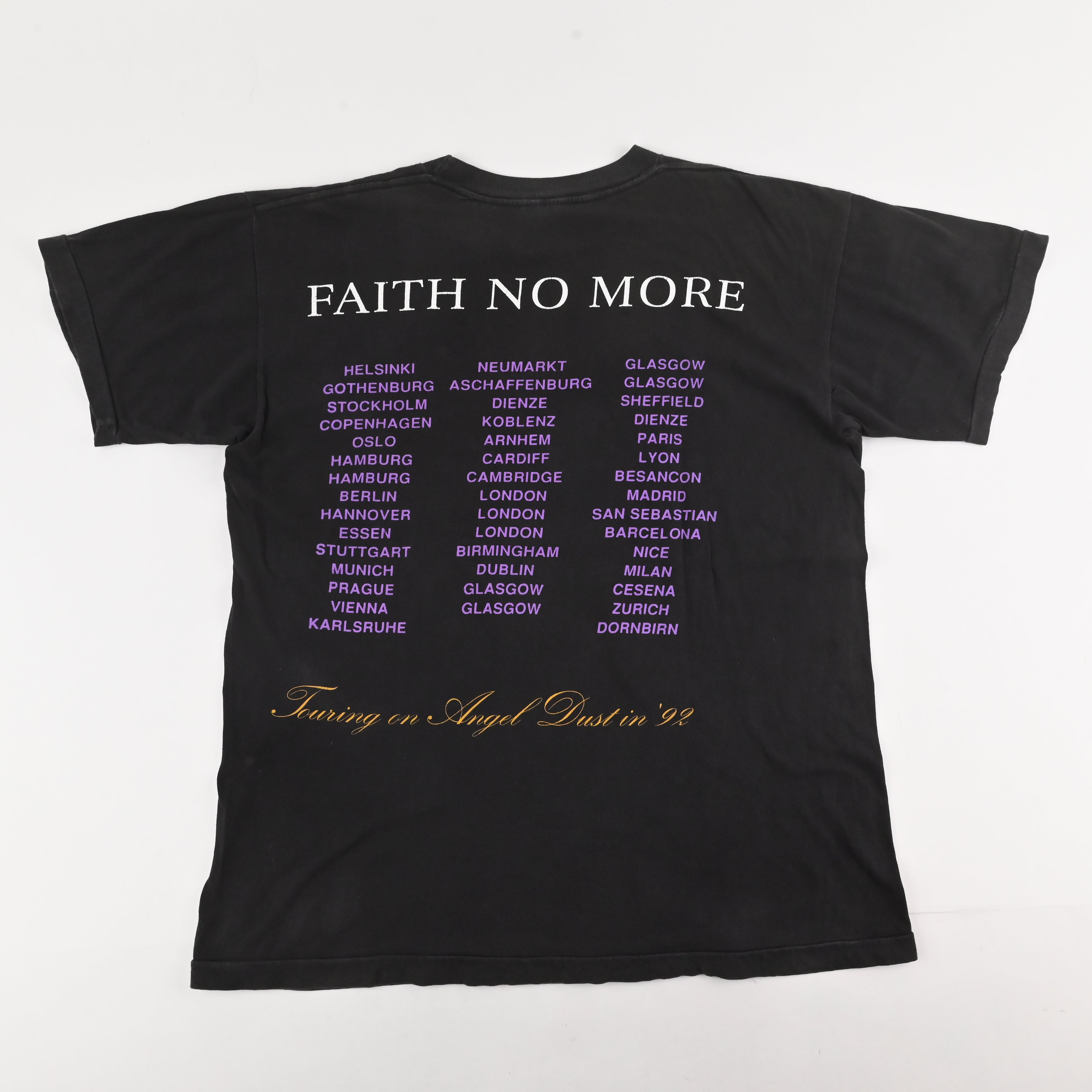 93© FAITH NO MORE "ANGEL DUST EURO TOUR" T-SHIRT SIZE XL
