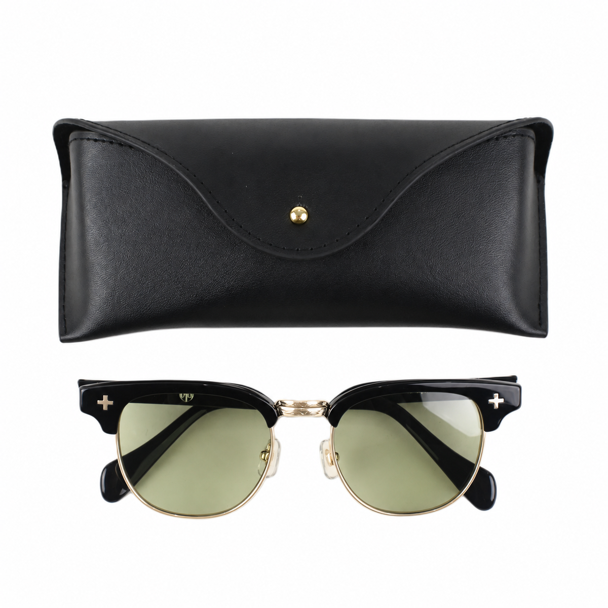 FLAME:Black×Gold LENSES:Olive Foremost Garments Flip up Glasses