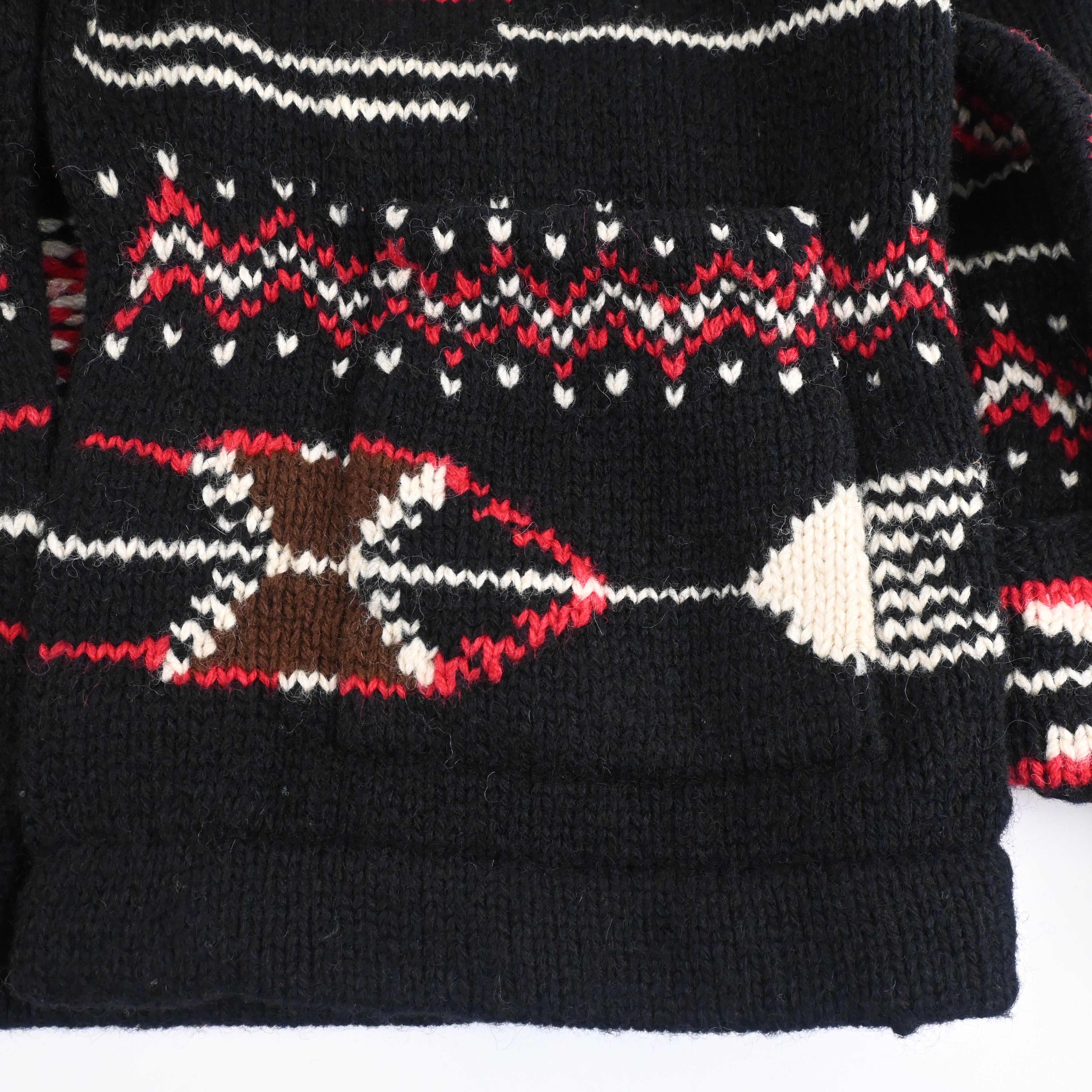 90's Ralph Lauren Native Hand Knitted Shawl Collar Cardigan Size S Black