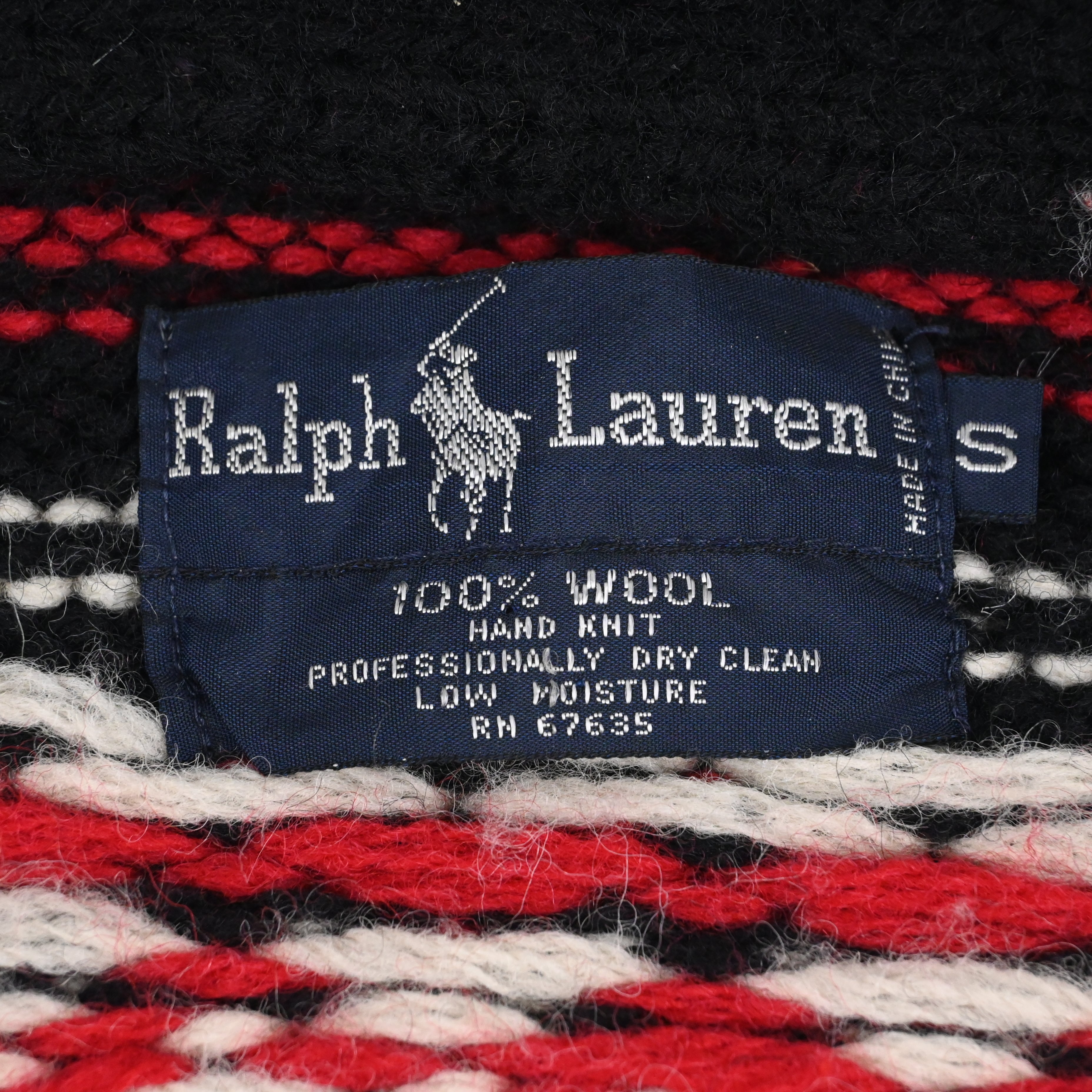 90's Ralph Lauren Native Hand Knitted Shawl Collar Cardigan Size S Black