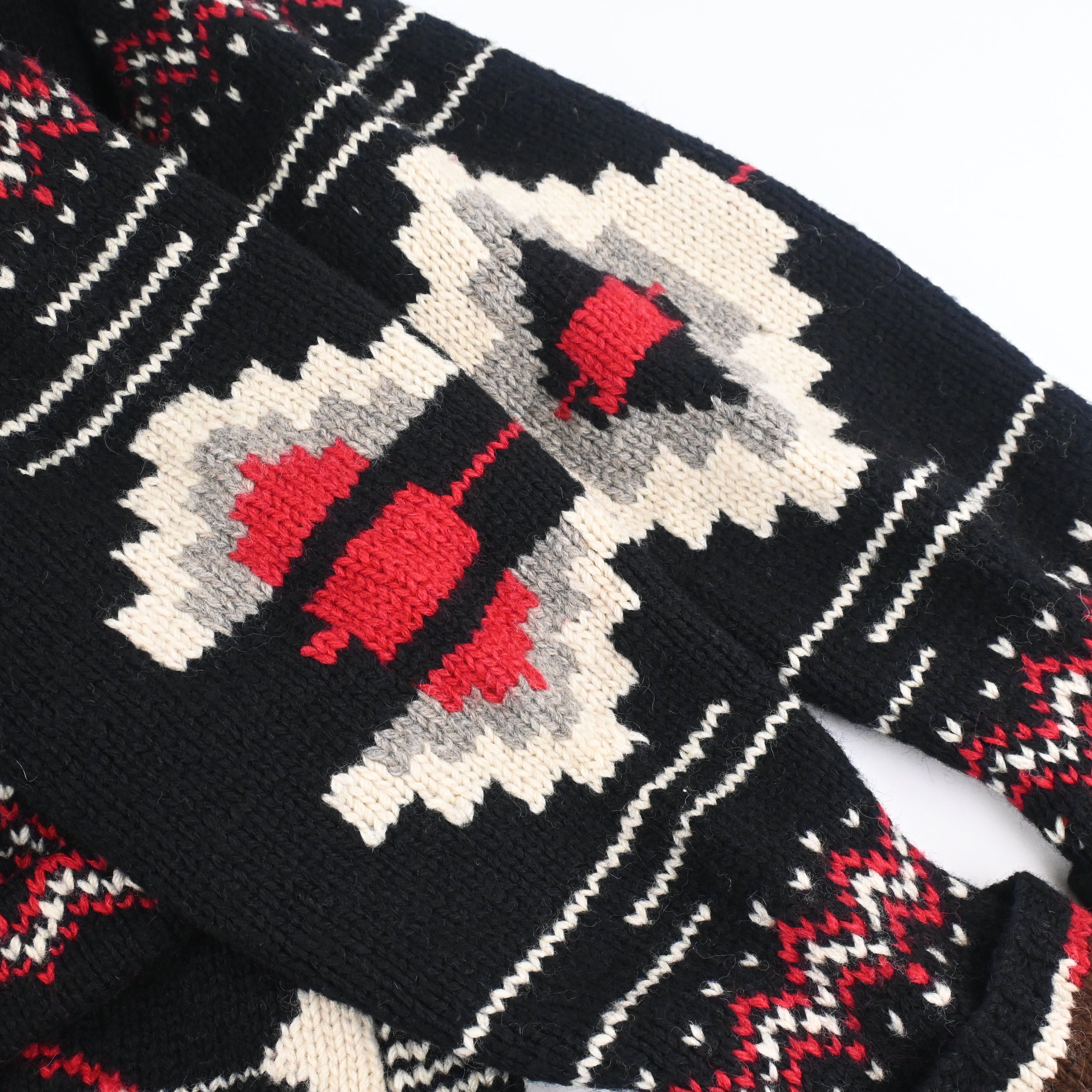 90's Ralph Lauren Native Hand Knitted Shawl Collar Cardigan Size S Black