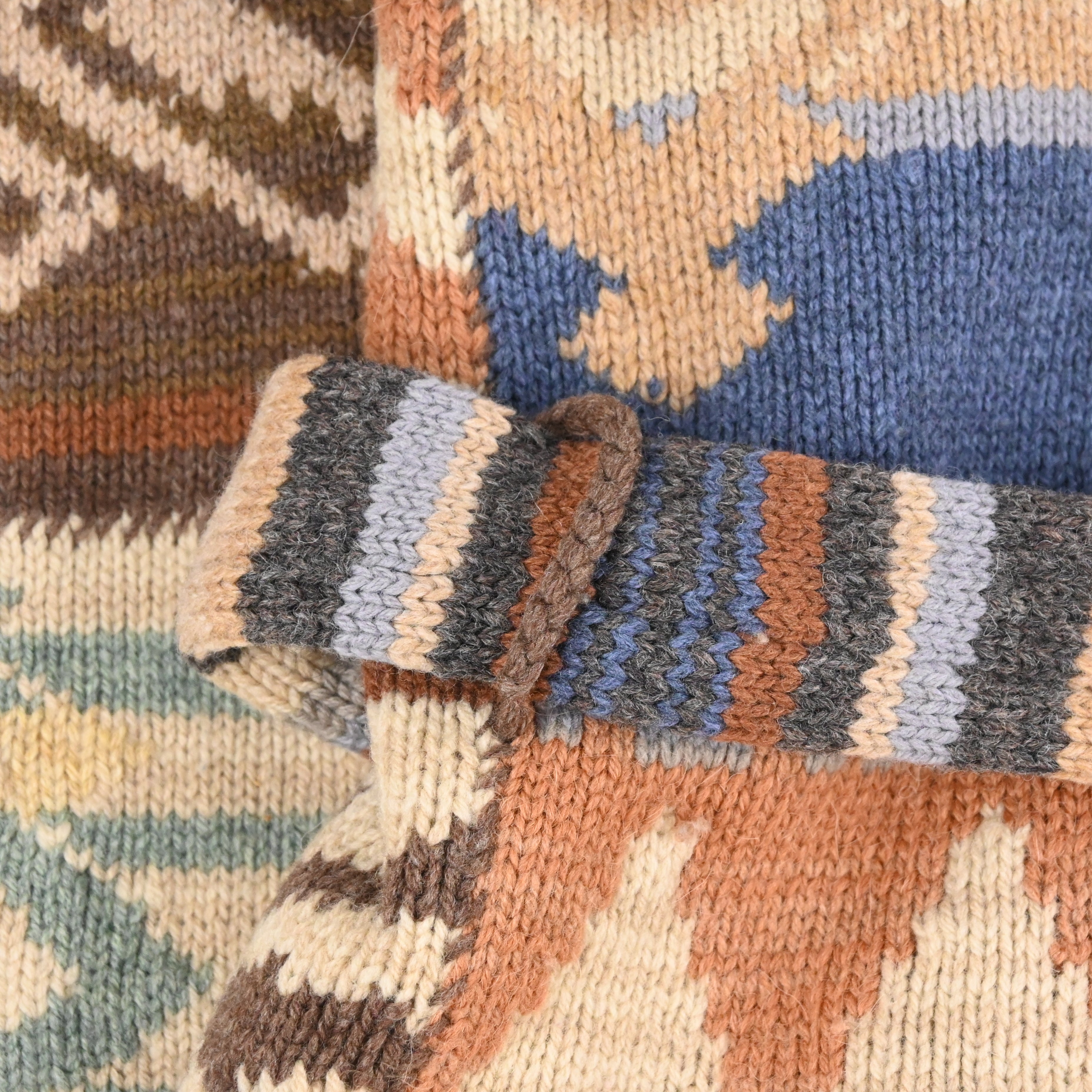 90's Lauren by Ralph Lauren Native Patchwork Hand Knitted Shawl Collar Cardigan Size M