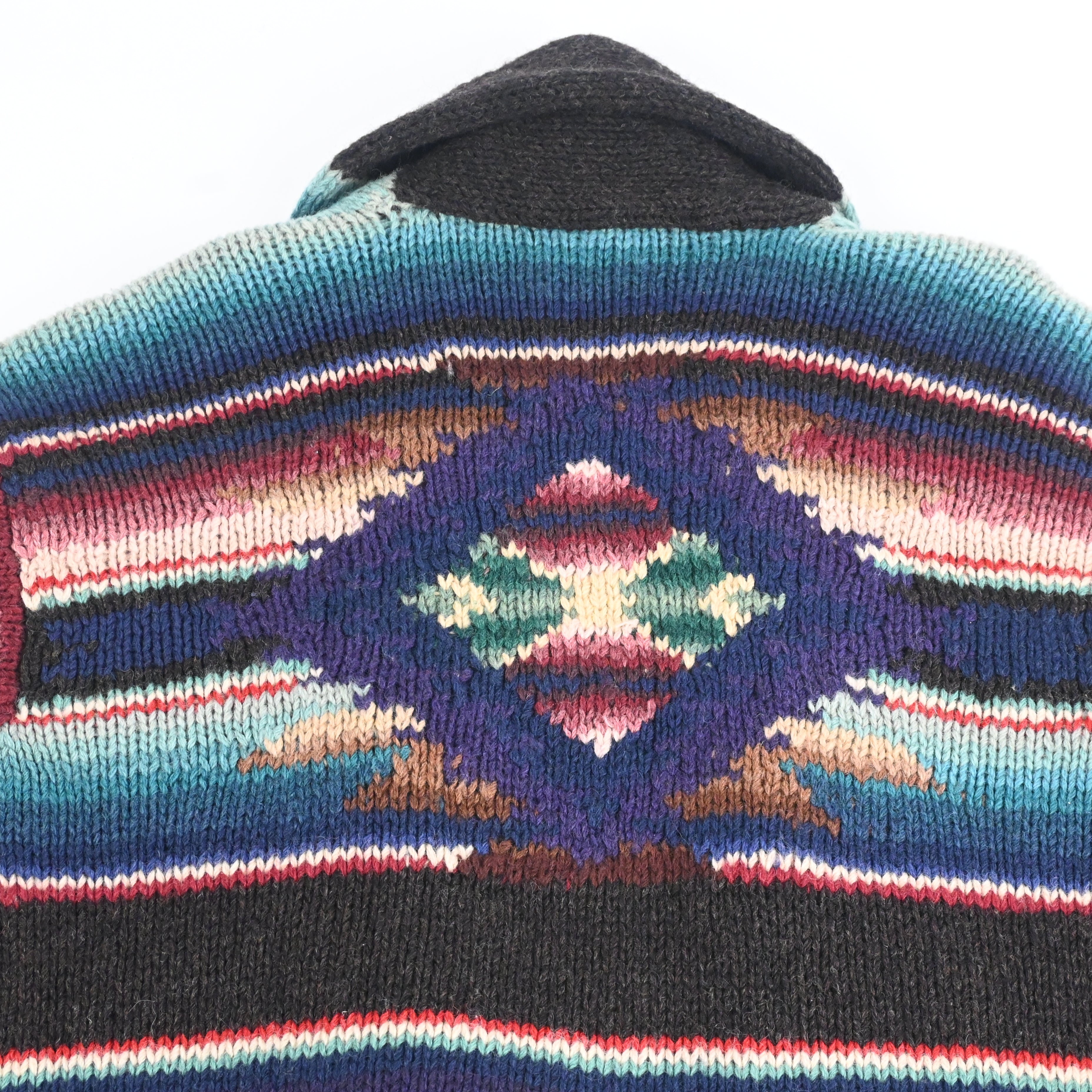 90's Ralph Lauren Native Border Hand Knitted Shawl Collar Cardigan Size L