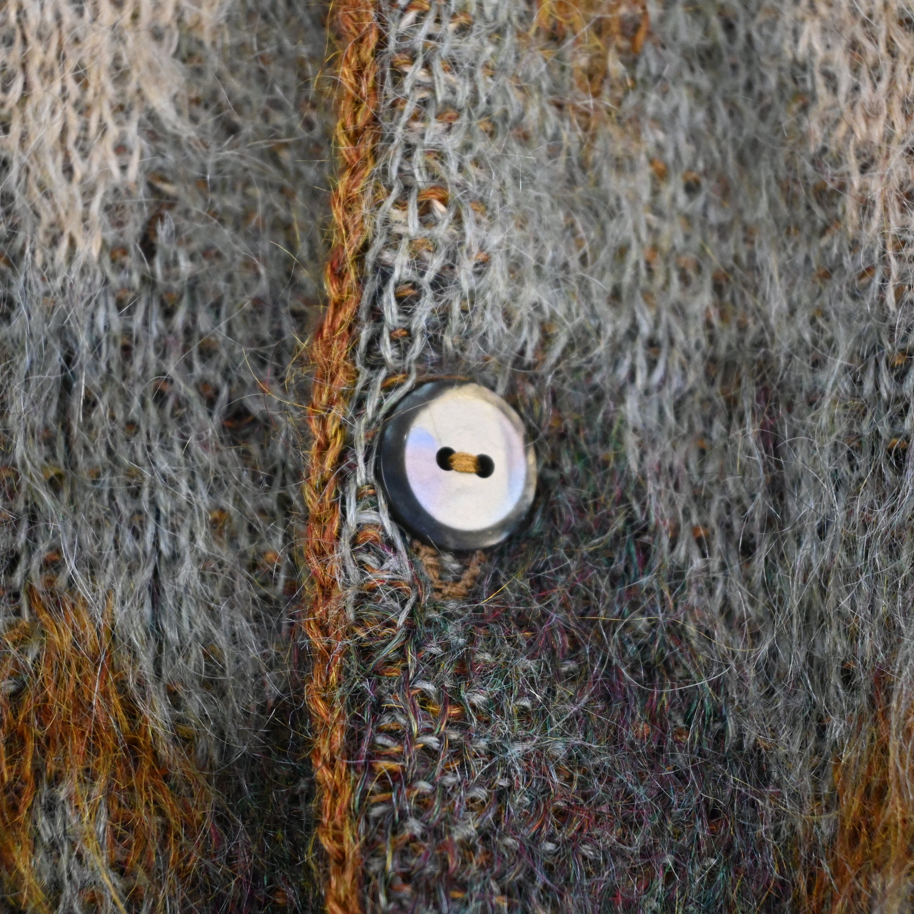 60's ARGYLE MOHAIR CARDIGAN SIZE W58 L64