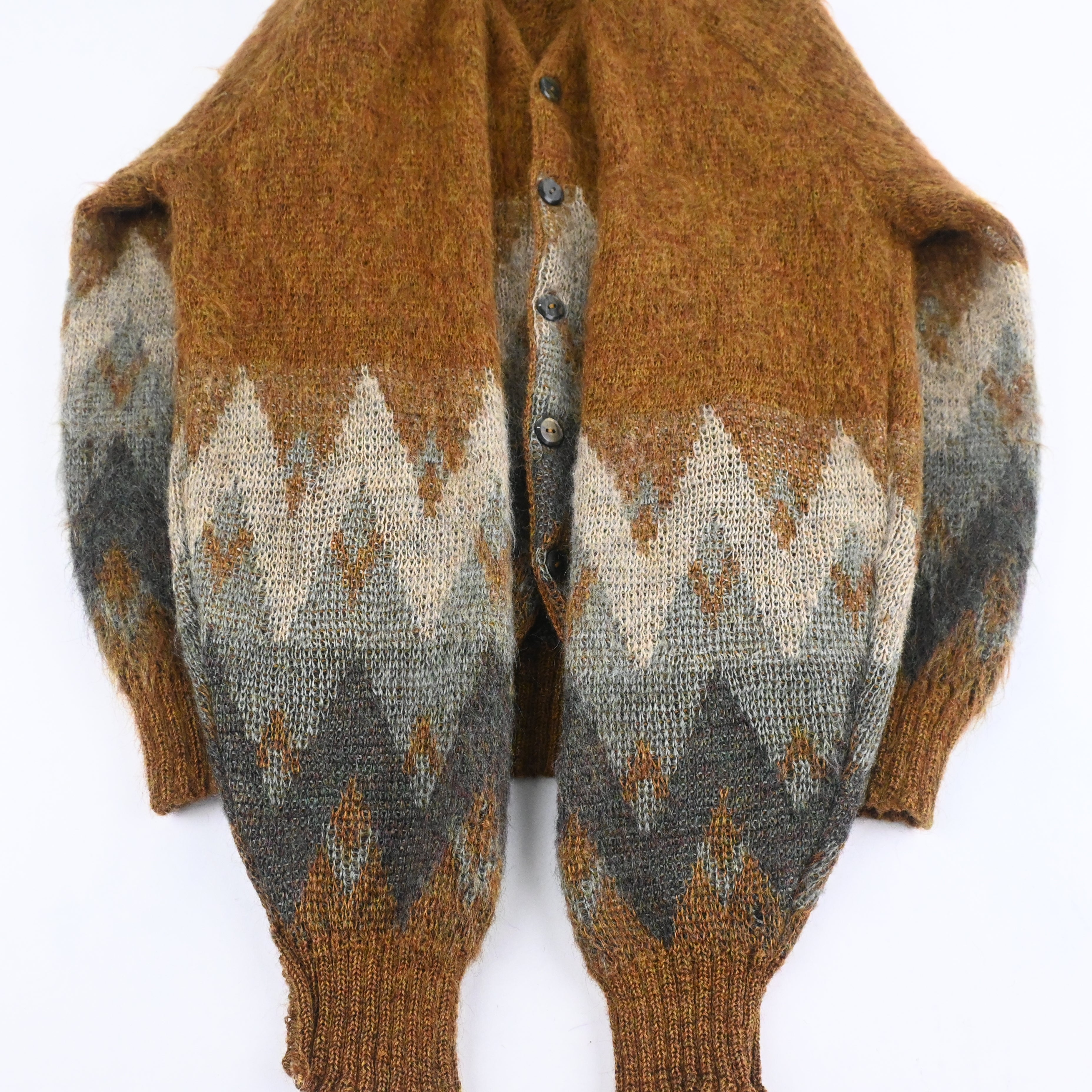 60's ARGYLE MOHAIR CARDIGAN SIZE W58 L64