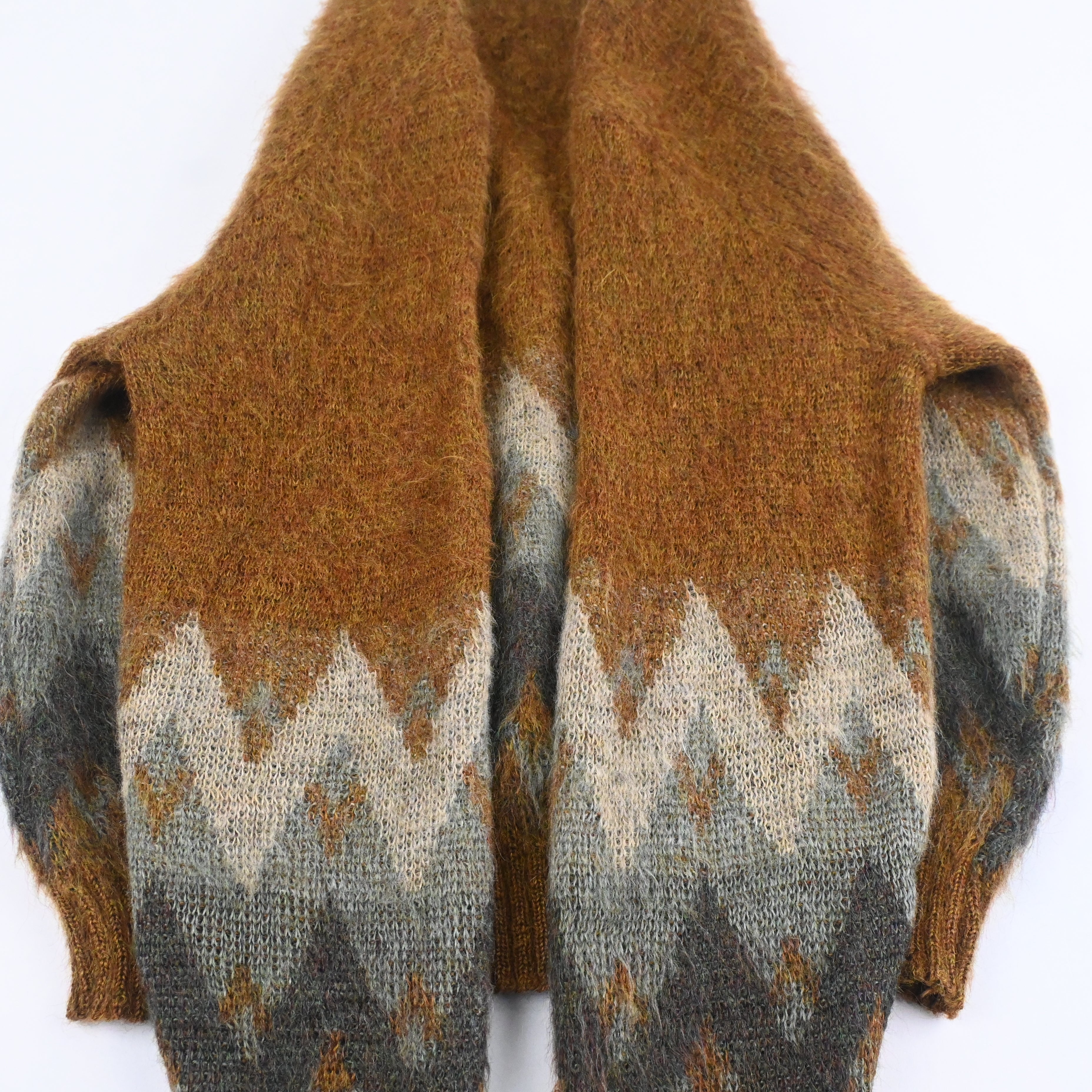 60's ARGYLE MOHAIR CARDIGAN SIZE W58 L64