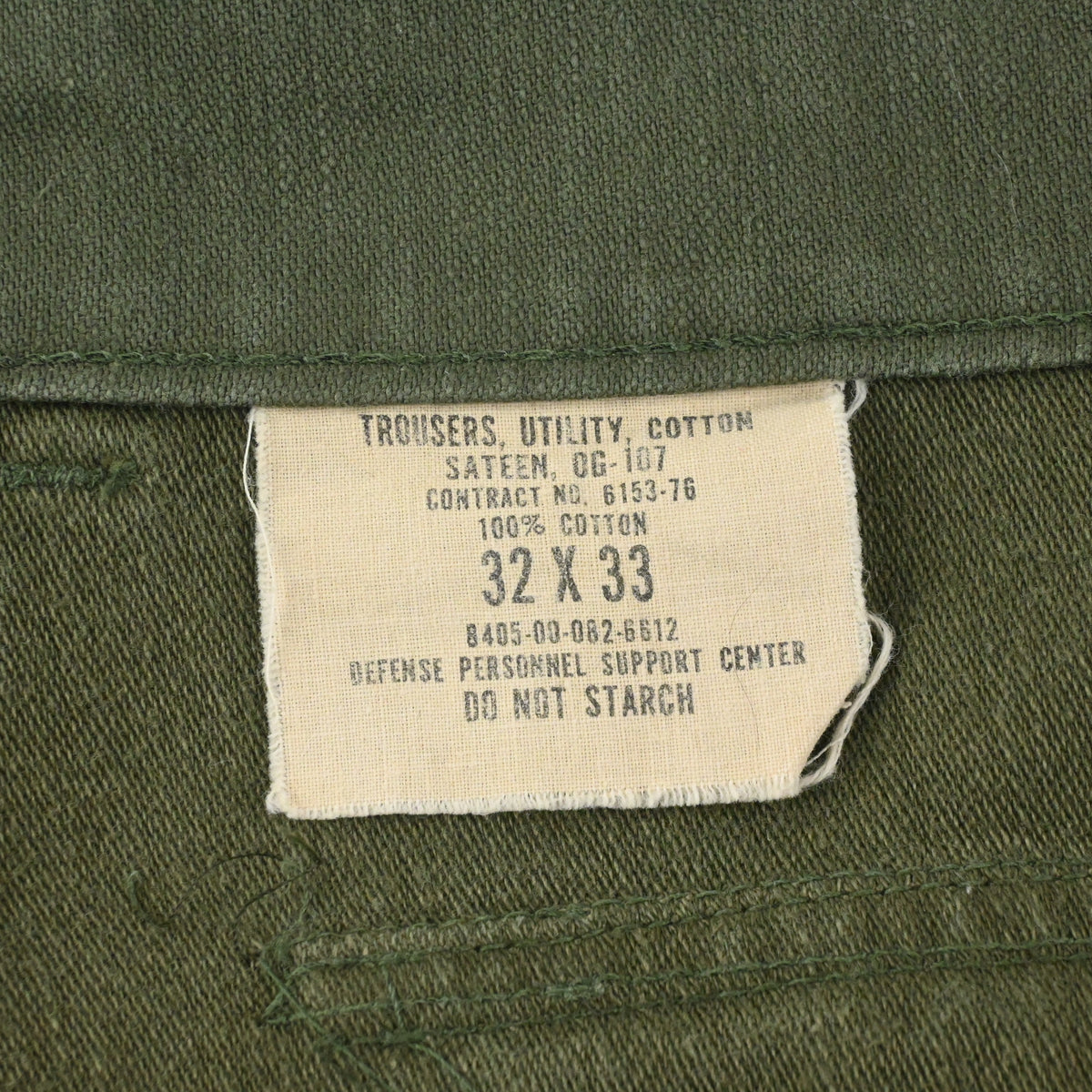76' SATEEN FATIGUE PANTS BUTTON FLY SIZE W31 L31
