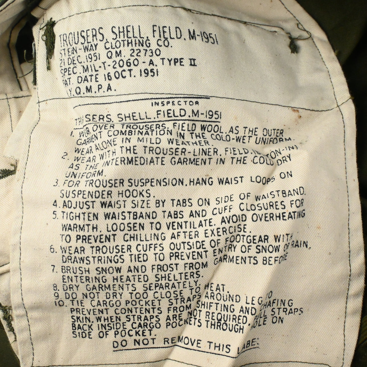 ‘51 M-51 TROUSERS DEAD STOCK SIZE M-REGULAR