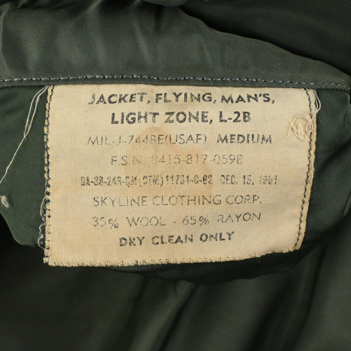 '62 U.S.A.F. L-2B MIL-J-7448E SIZE MEDIUM