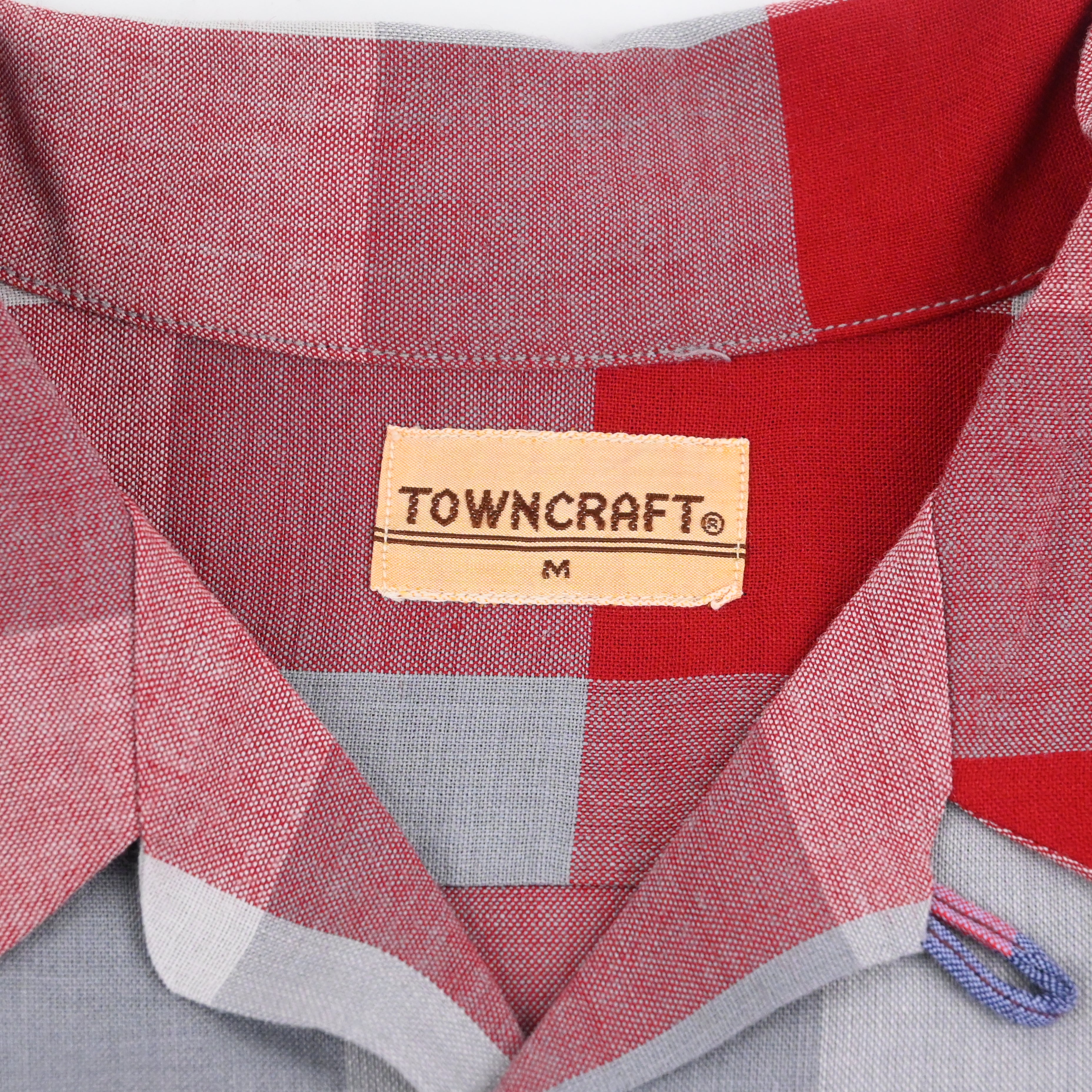 40’s TOWNCRAFT RAYON FLAT WOVEN LOOP COLLAR SHIRT SIZE M NON WASH