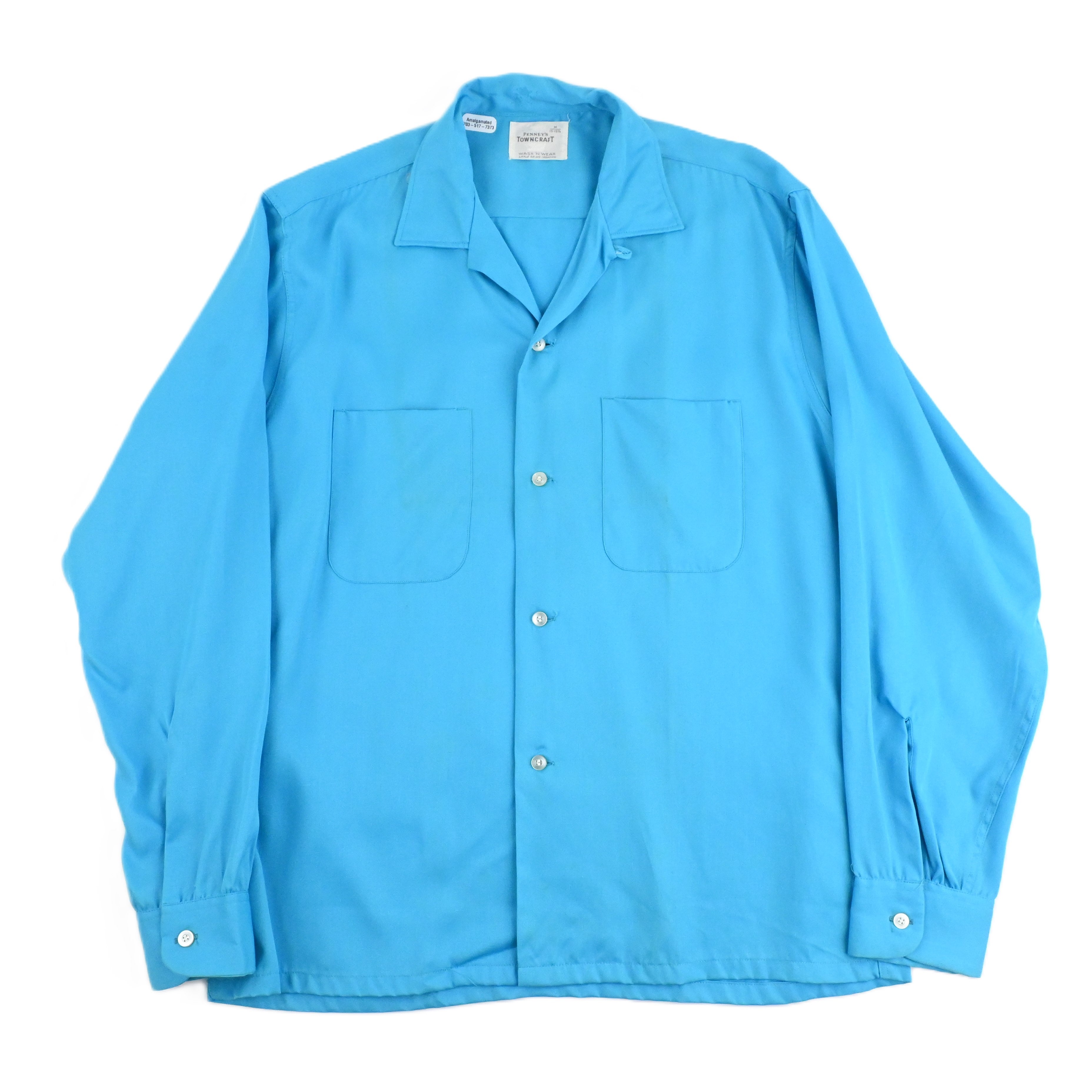 50’s~ PENNEY’S TOWNCRAFT RAYON GAB LOOP COLLAR SHIRT SIZE M NON WASH