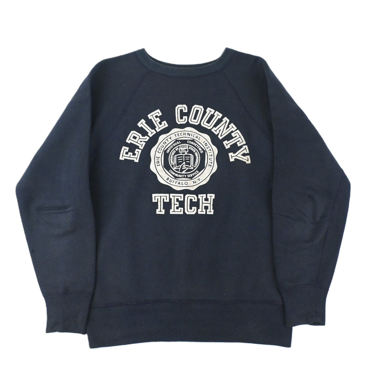 60's CHAMPION "ERIE COUNTY TECH" FLOCKY PRINTED SWEAT SHIRT SIZE L
