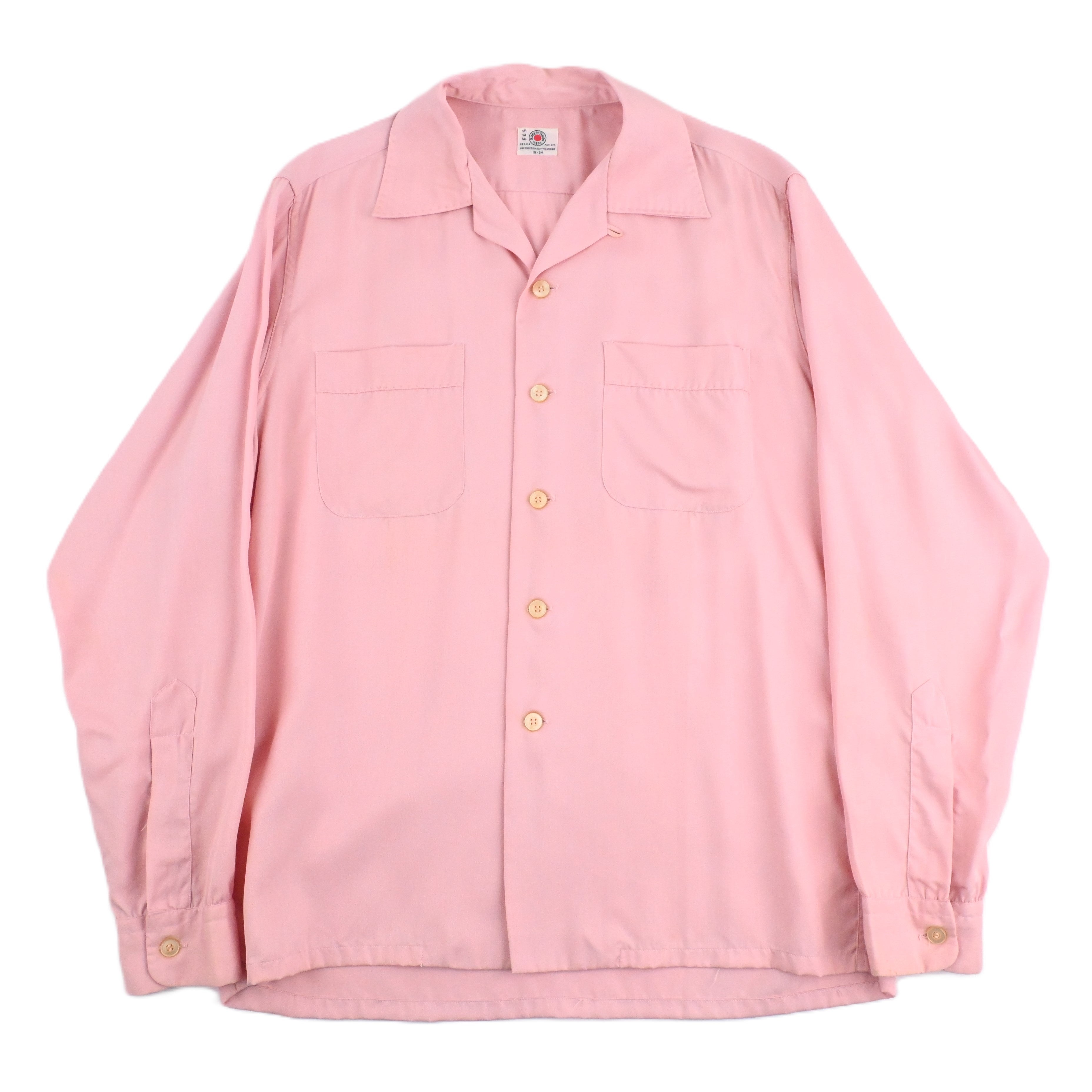 50’s SAFE IN SUDS RAYON GAB LOOP COLLAR SHIRT SIZE 15-34