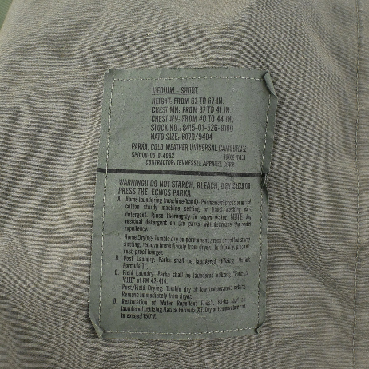'05 ECWCS GEN2 GORE-TEX PARKA SIZE MEDIUM-SHORT