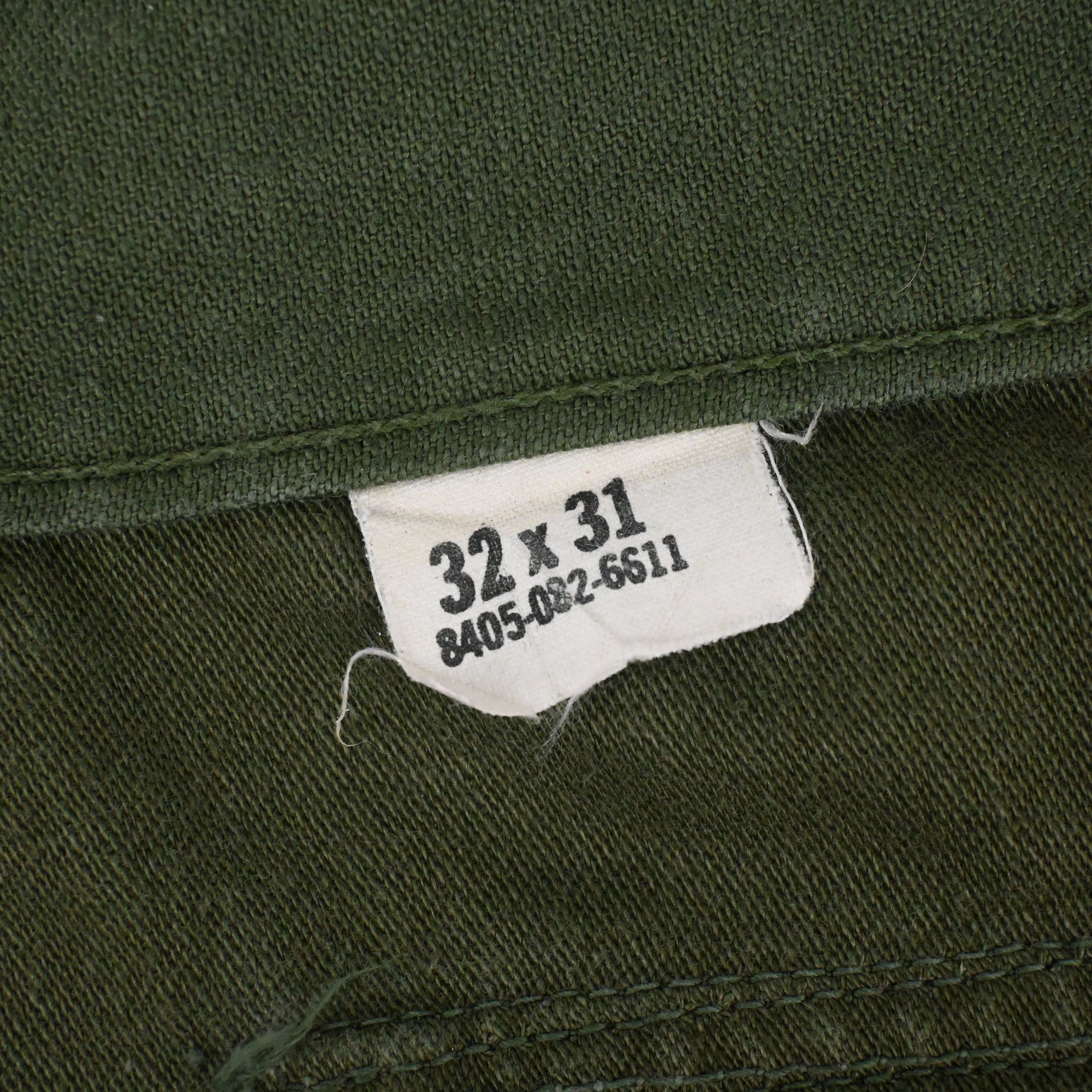 60's SATEEN FATIGUE PANTS BUTTON FLY W31 L30