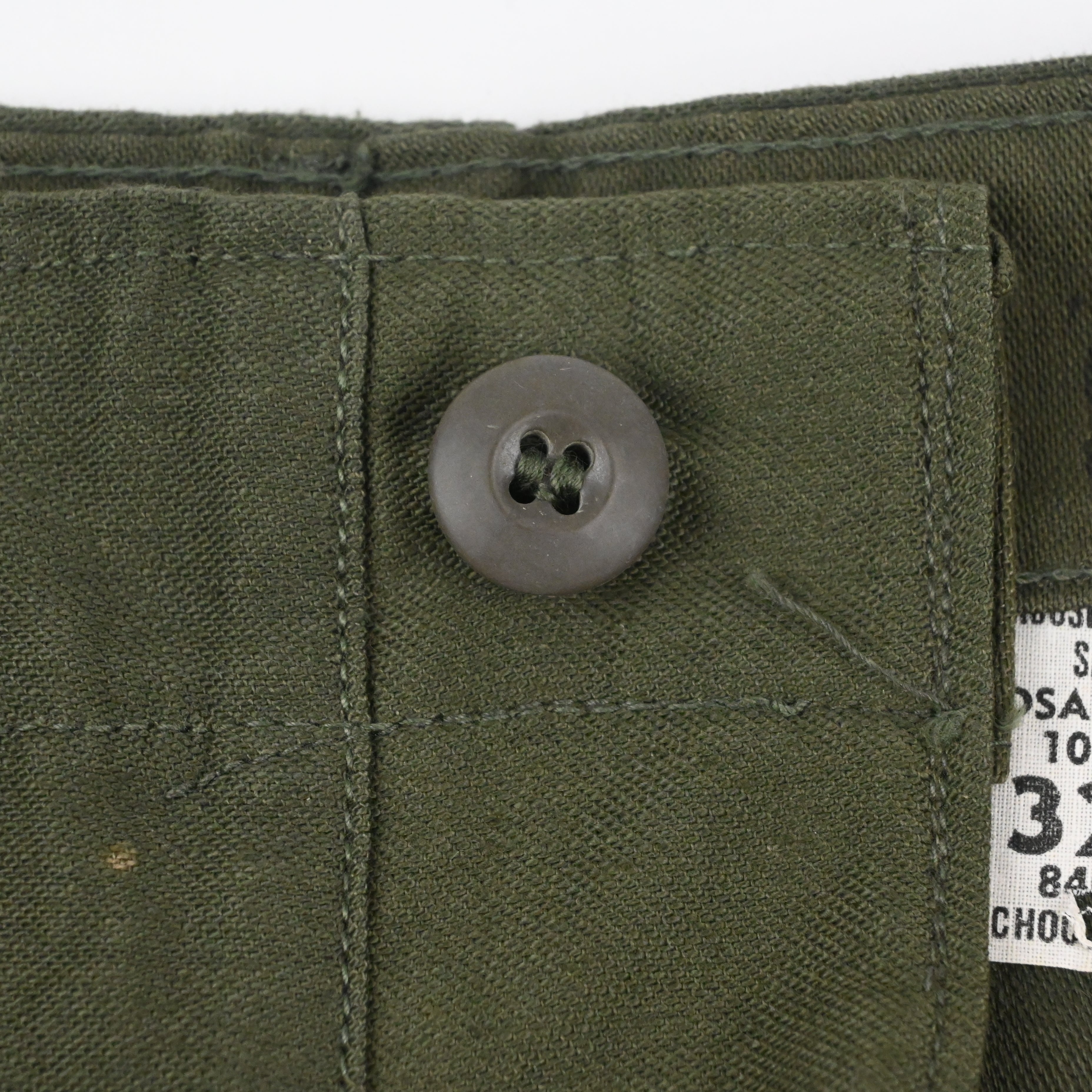 '72 SATEEN FATIGUE PANTS BUTTON FLY NON WASH SIZE W32 L33