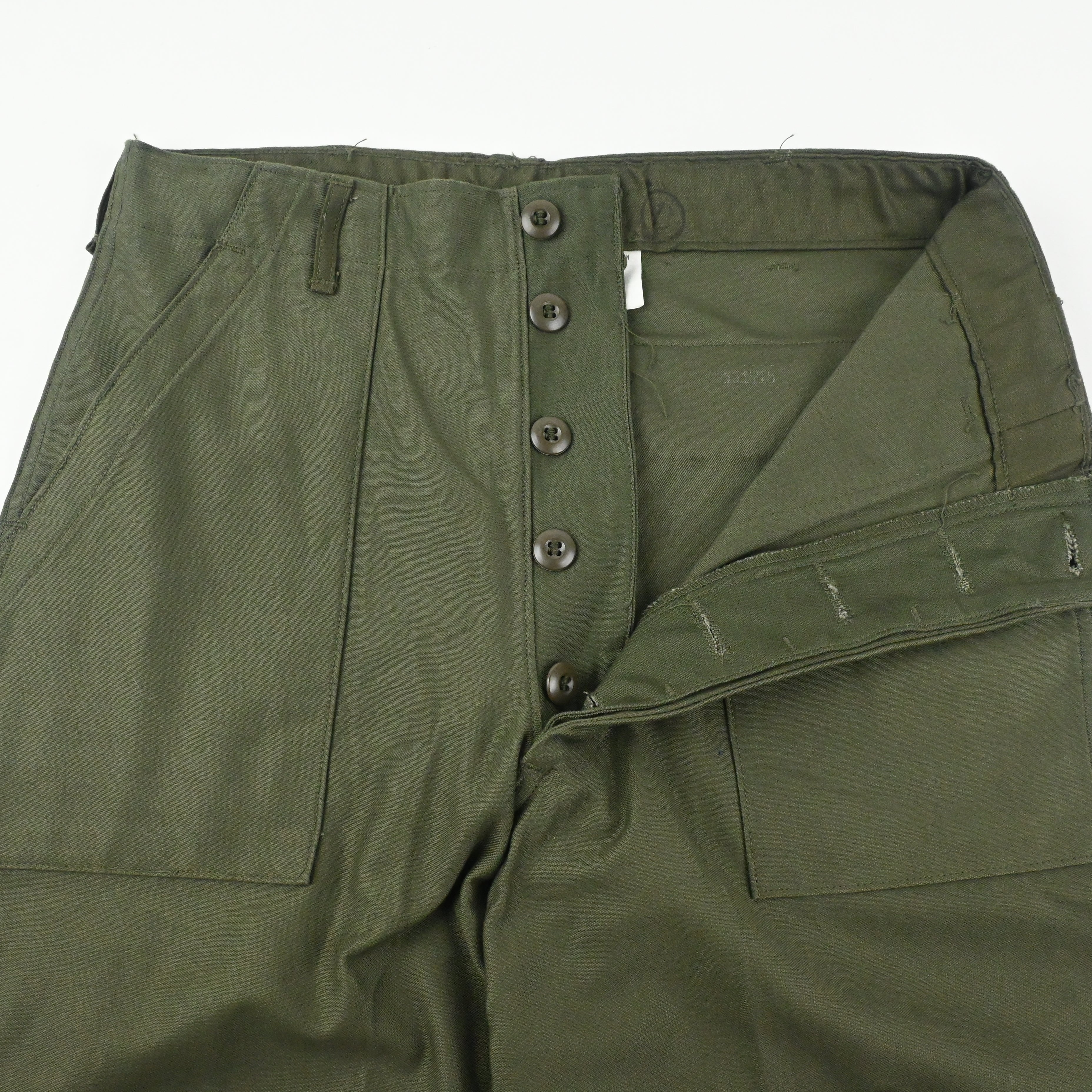 '75 SATEEN FATIGUE PANTS BUTTON FLY DEAD STOCK SIZE W32 L31