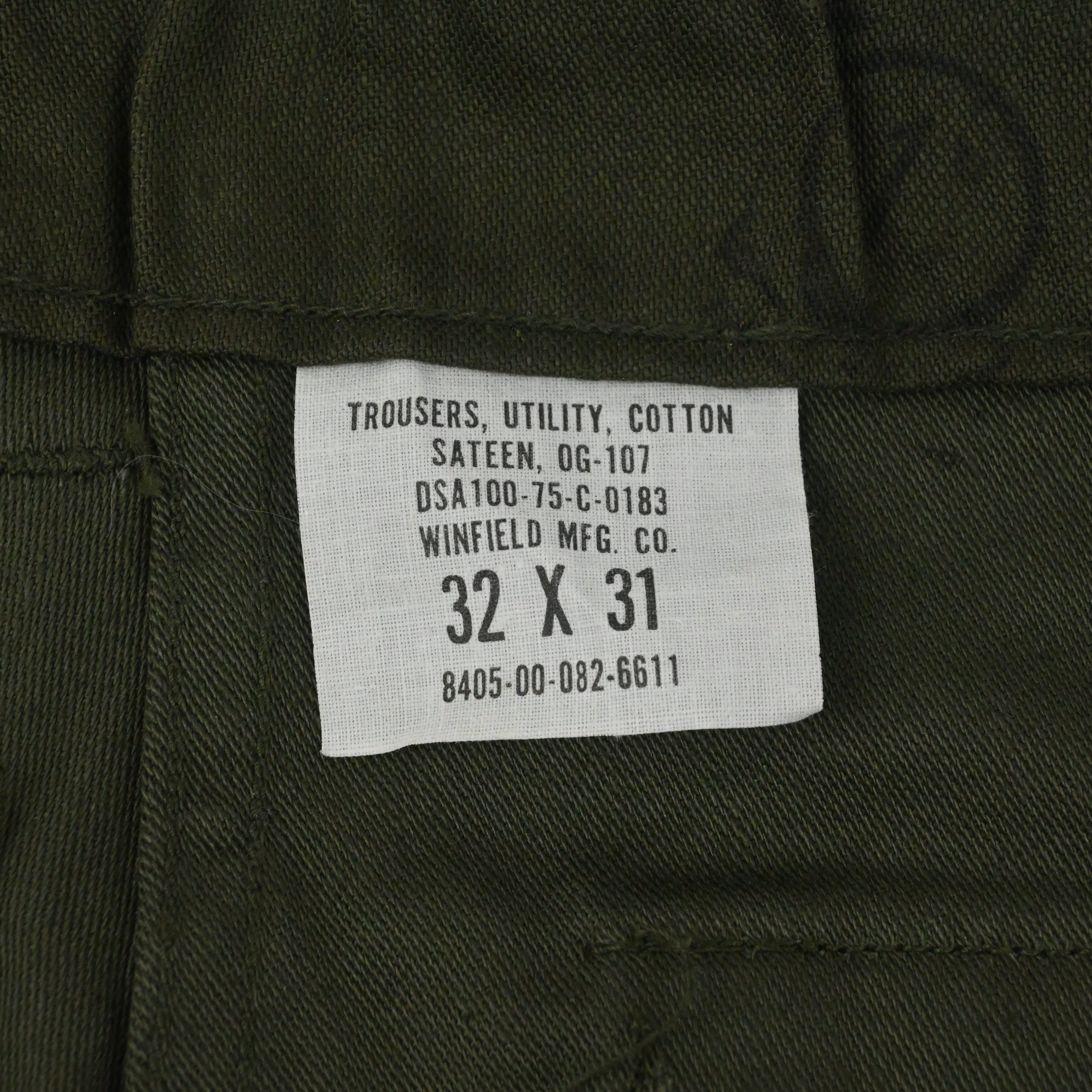 '75 SATEEN FATIGUE PANTS BUTTON FLY DEAD STOCK SIZE W32 L31