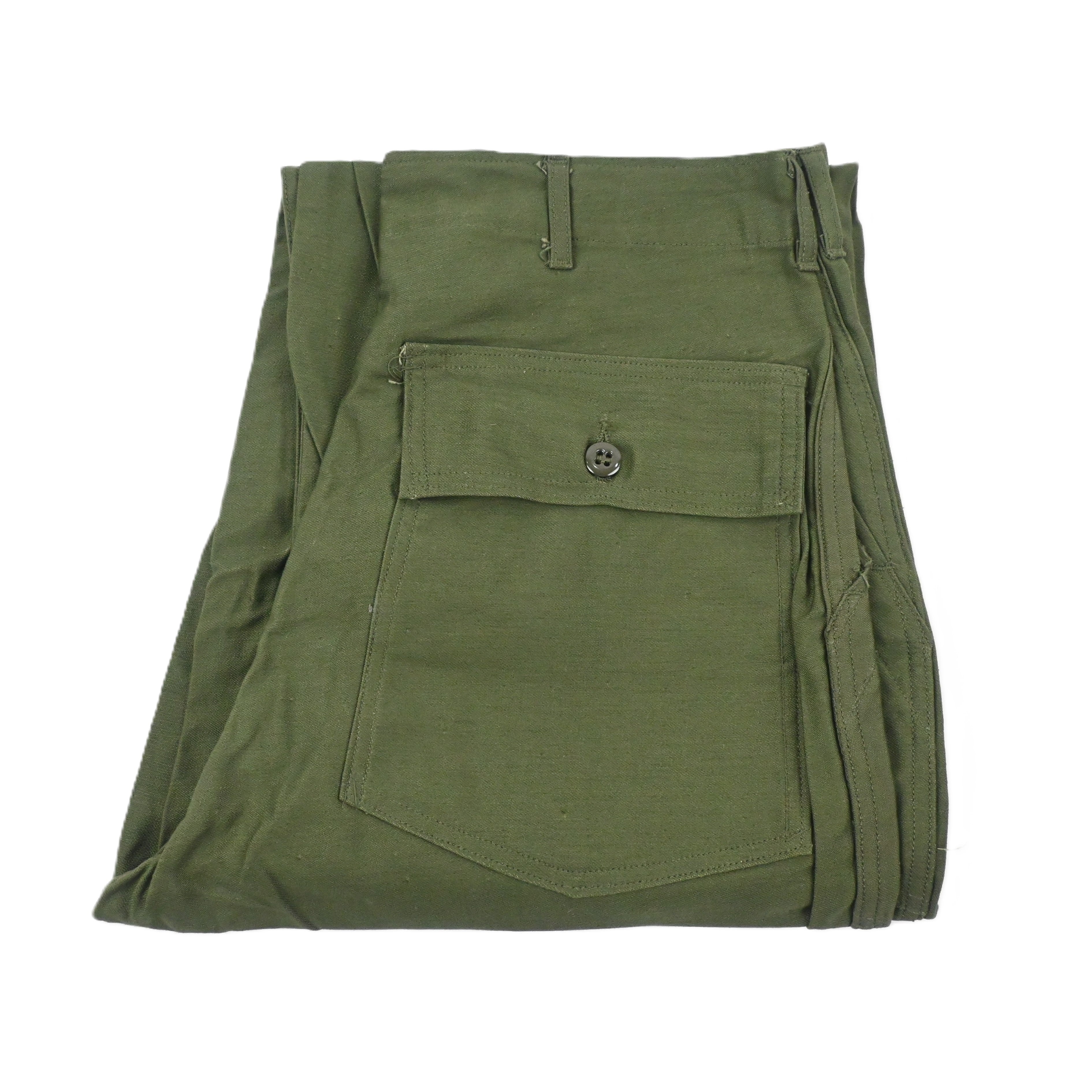 60's SATEEN FATIGUE PANTS BUTTON FLY DEAD STOCK SIZE W32 L29