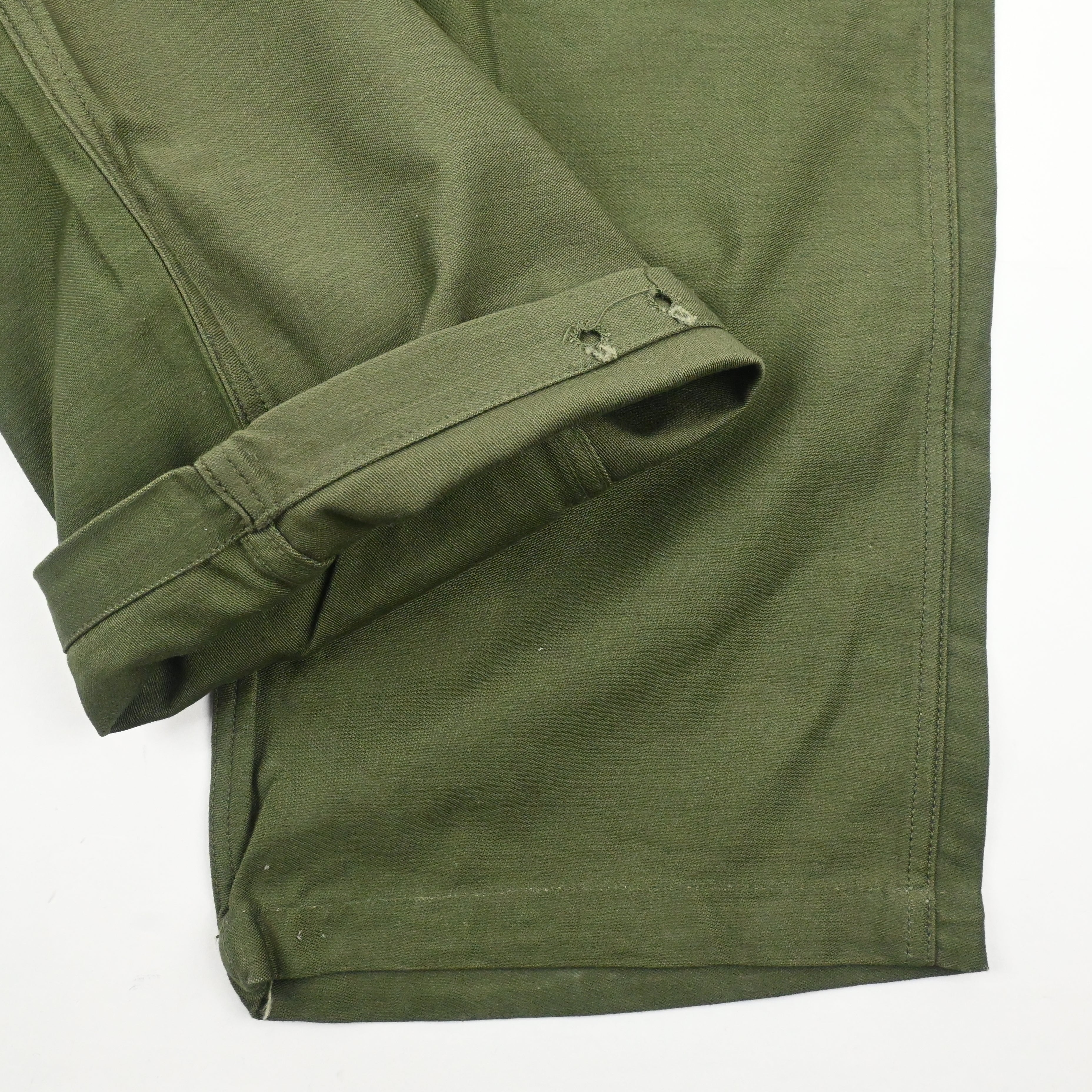 60's SATEEN FATIGUE PANTS BUTTON FLY DEAD STOCK SIZE W32 L29