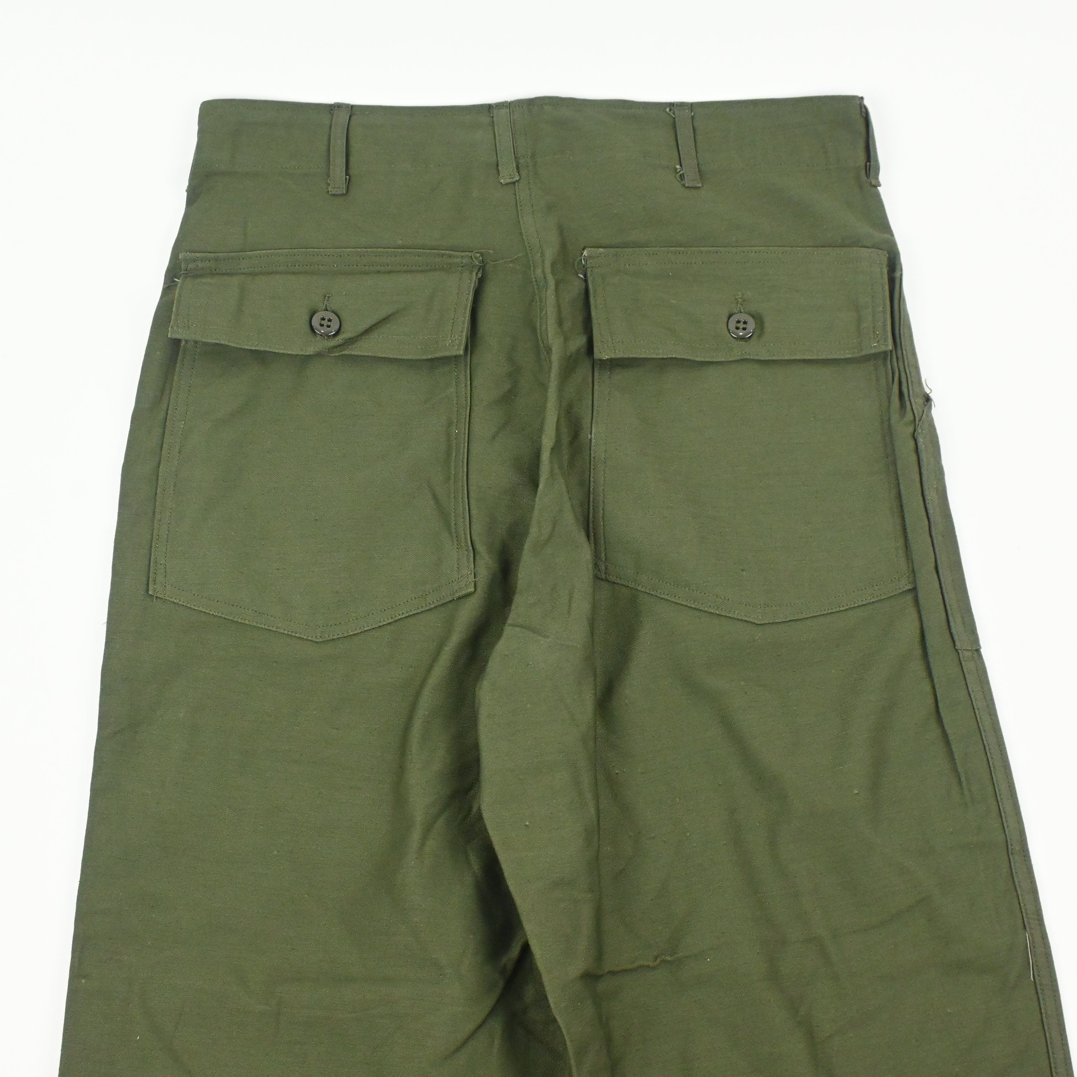 60's SATEEN FATIGUE PANTS BUTTON FLY DEAD STOCK SIZE W32 L29