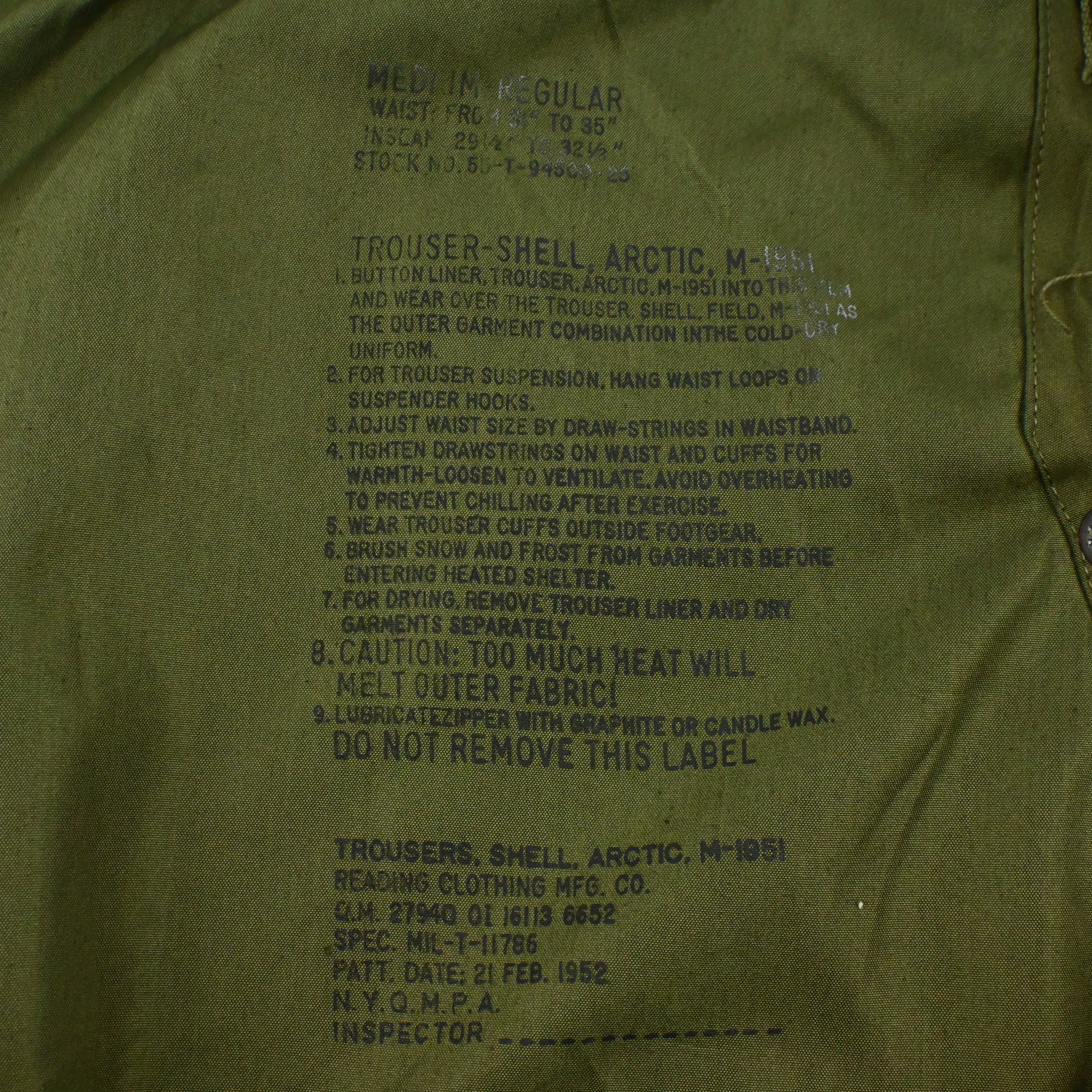 50's M-51 ARCTIC TROUSERS DEAD STOCK SIZE S-REGULAR & M-REGULAR