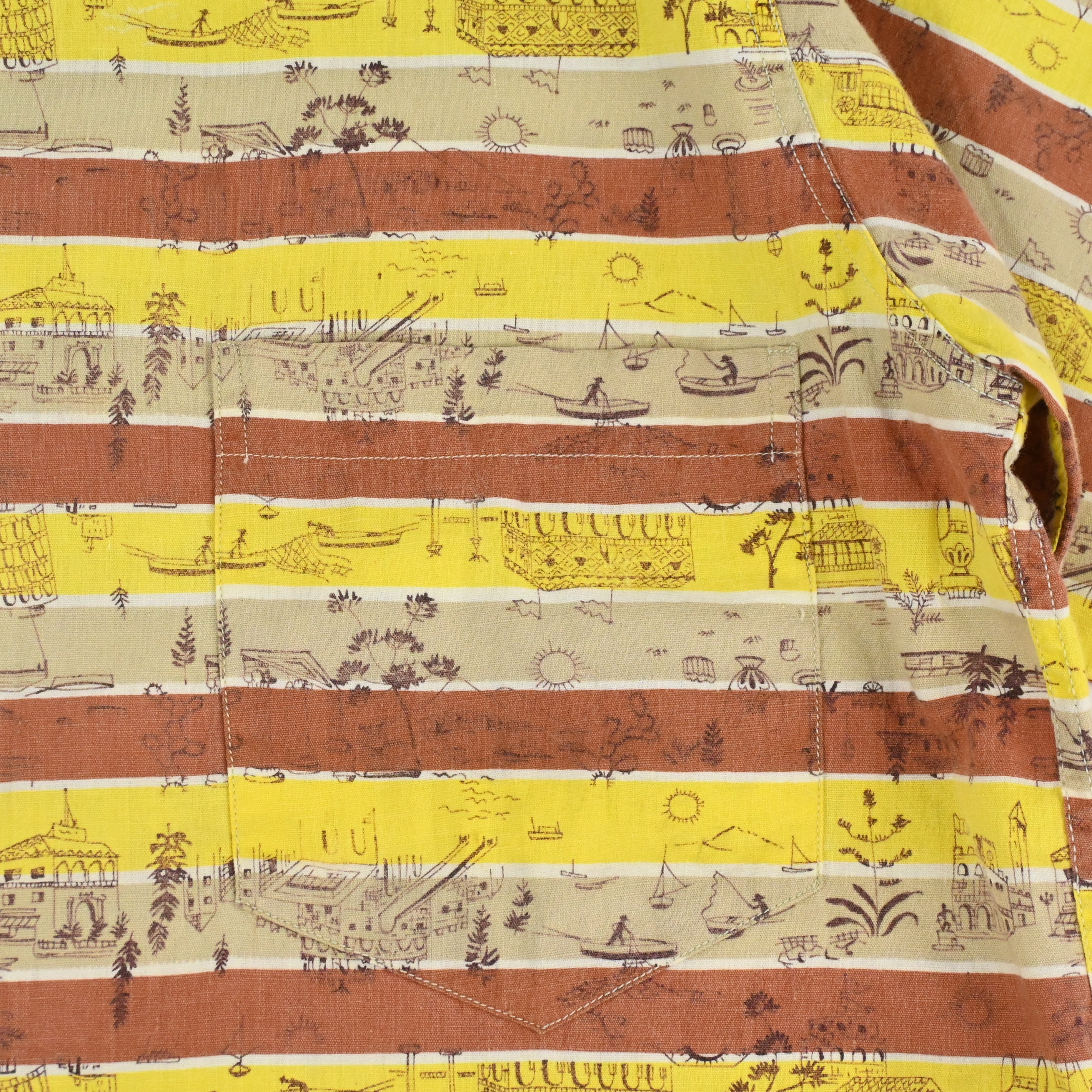50's REIS-TEX BELT COTTON STRIPE HAWAIIAN SHIRT