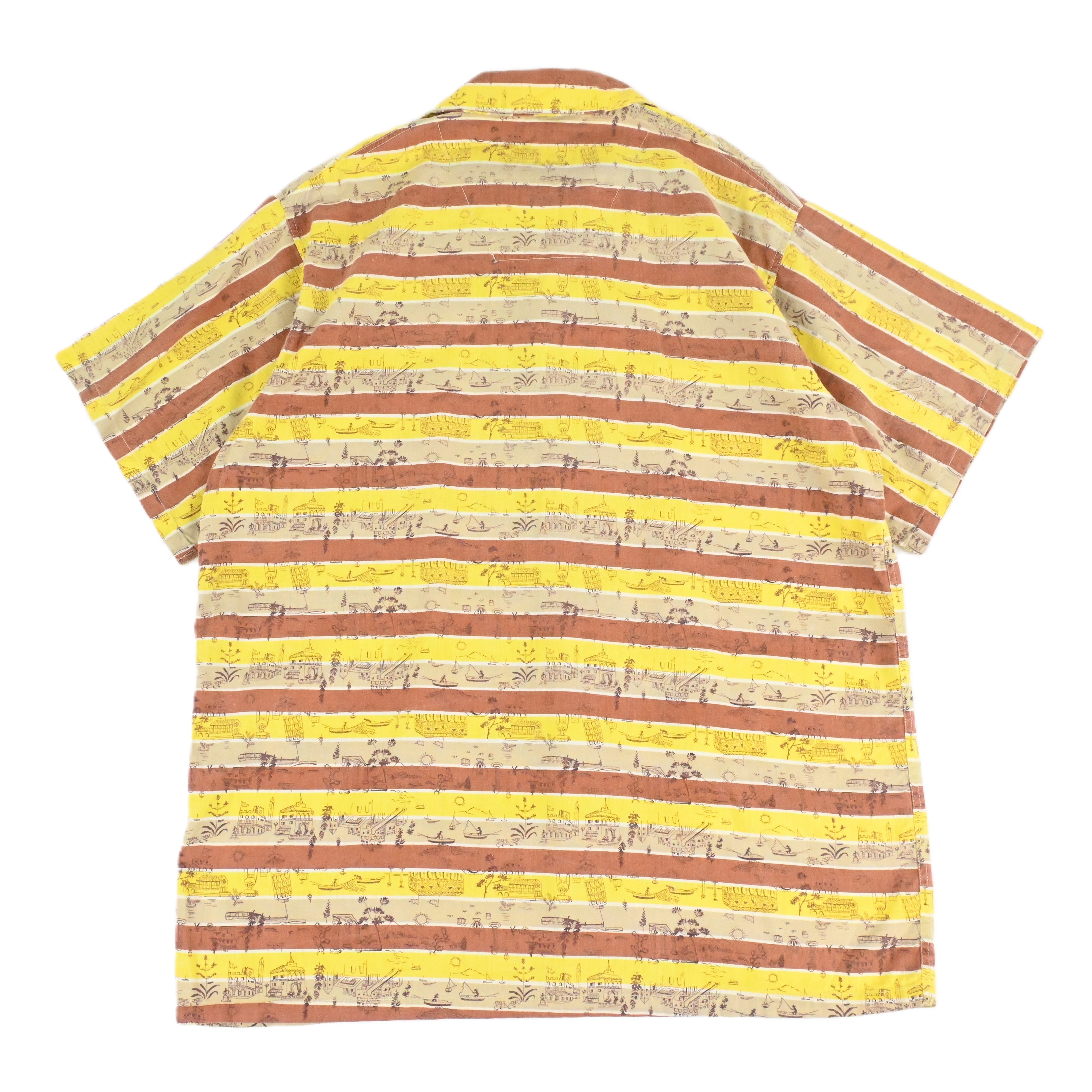 50's REIS-TEX BELT COTTON STRIPE HAWAIIAN SHIRT