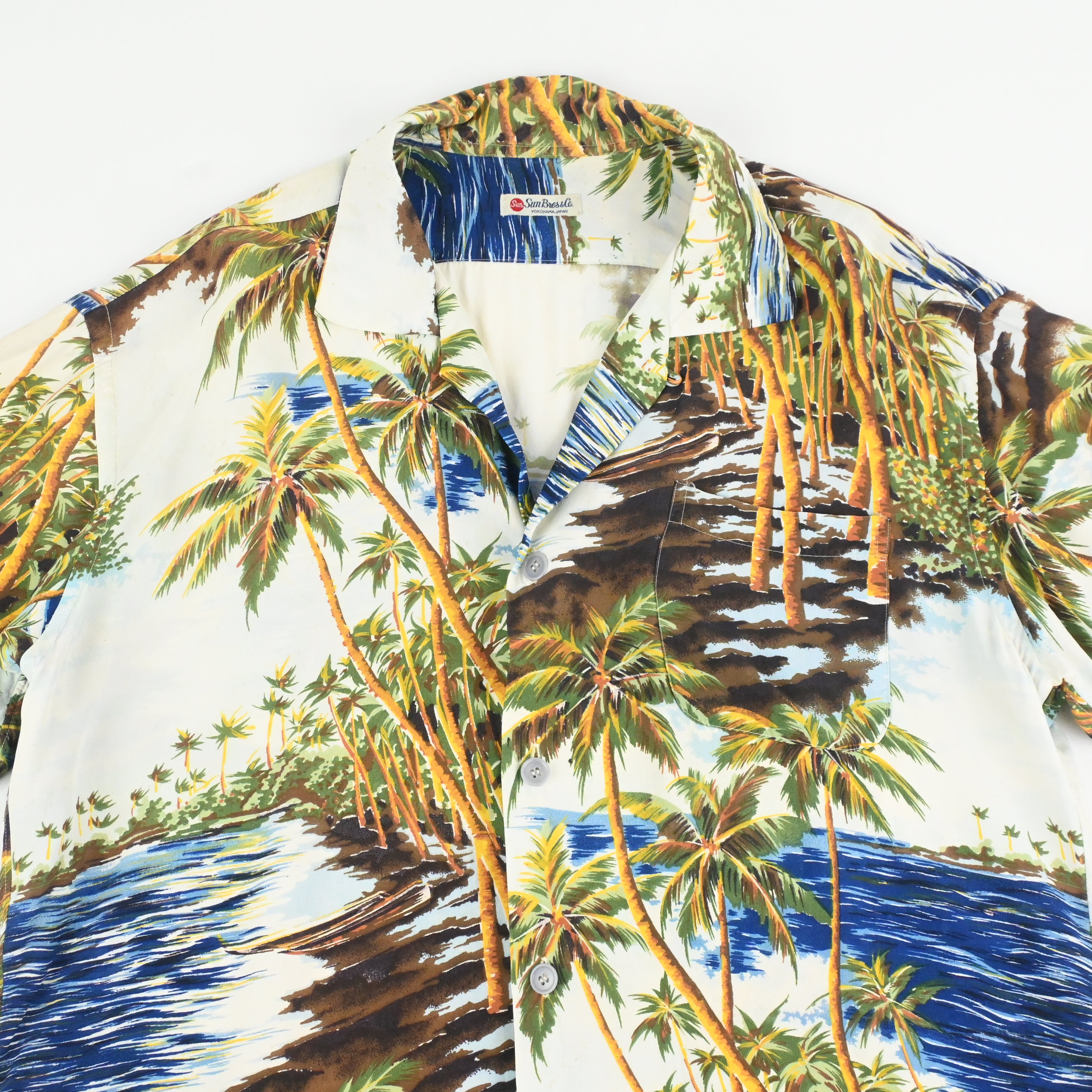 50's Sun Bros&Co. HORIZONTAL PATTERNED RAYON HAWAIIAN SHIRT