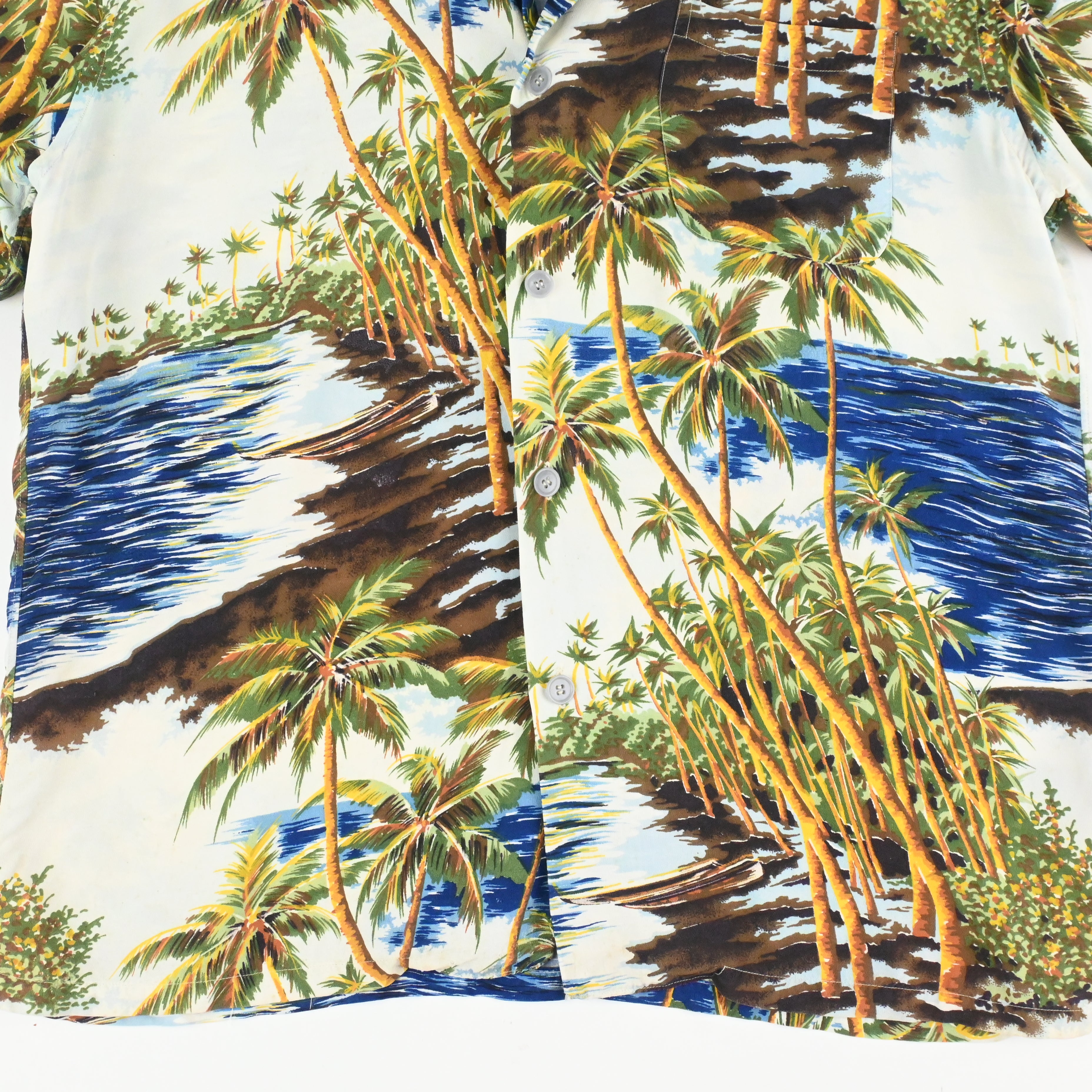 50's Sun Bros&Co. HORIZONTAL PATTERNED RAYON HAWAIIAN SHIRT