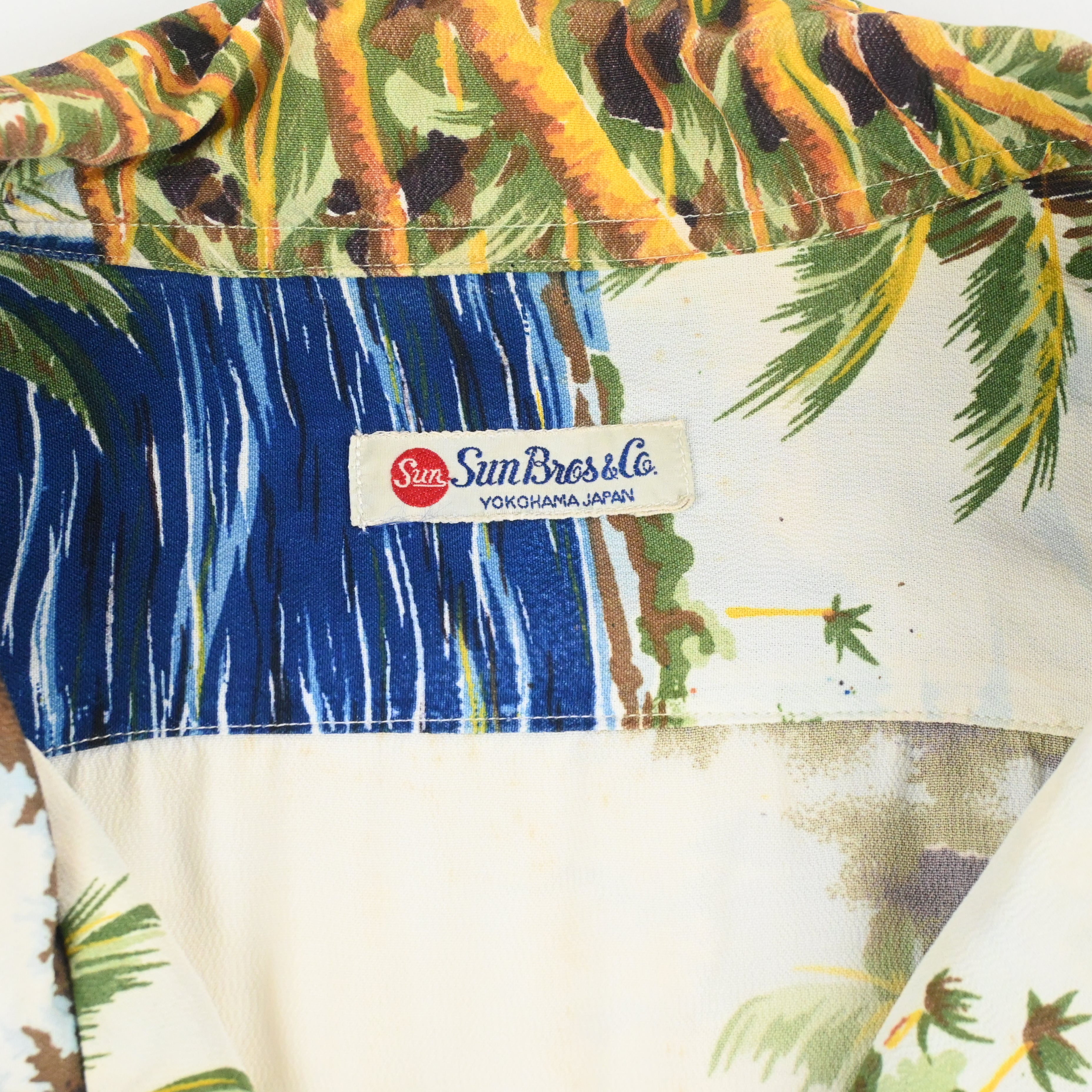 50's Sun Bros&Co. HORIZONTAL PATTERNED RAYON HAWAIIAN SHIRT