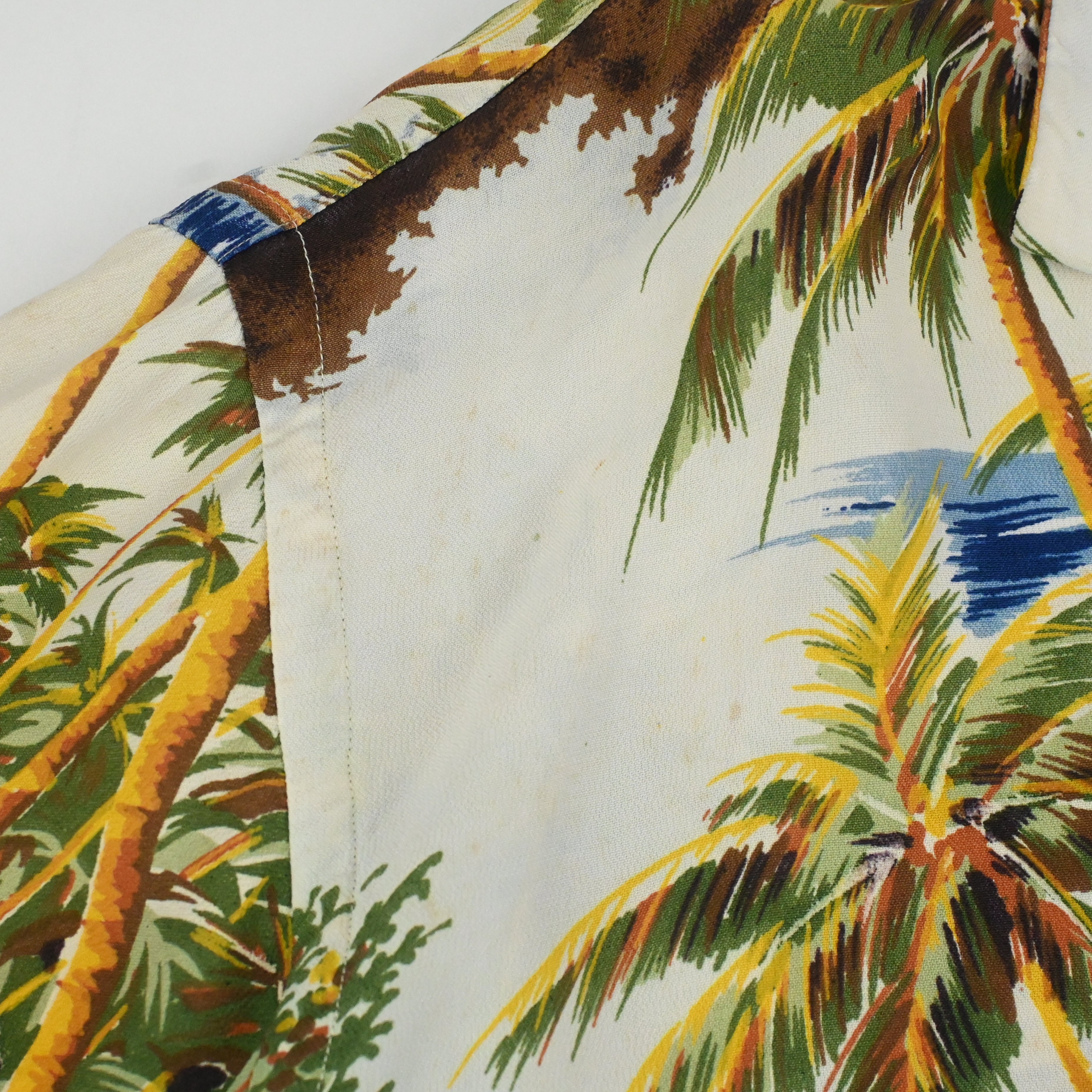 50's Sun Bros&Co. HORIZONTAL PATTERNED RAYON HAWAIIAN SHIRT
