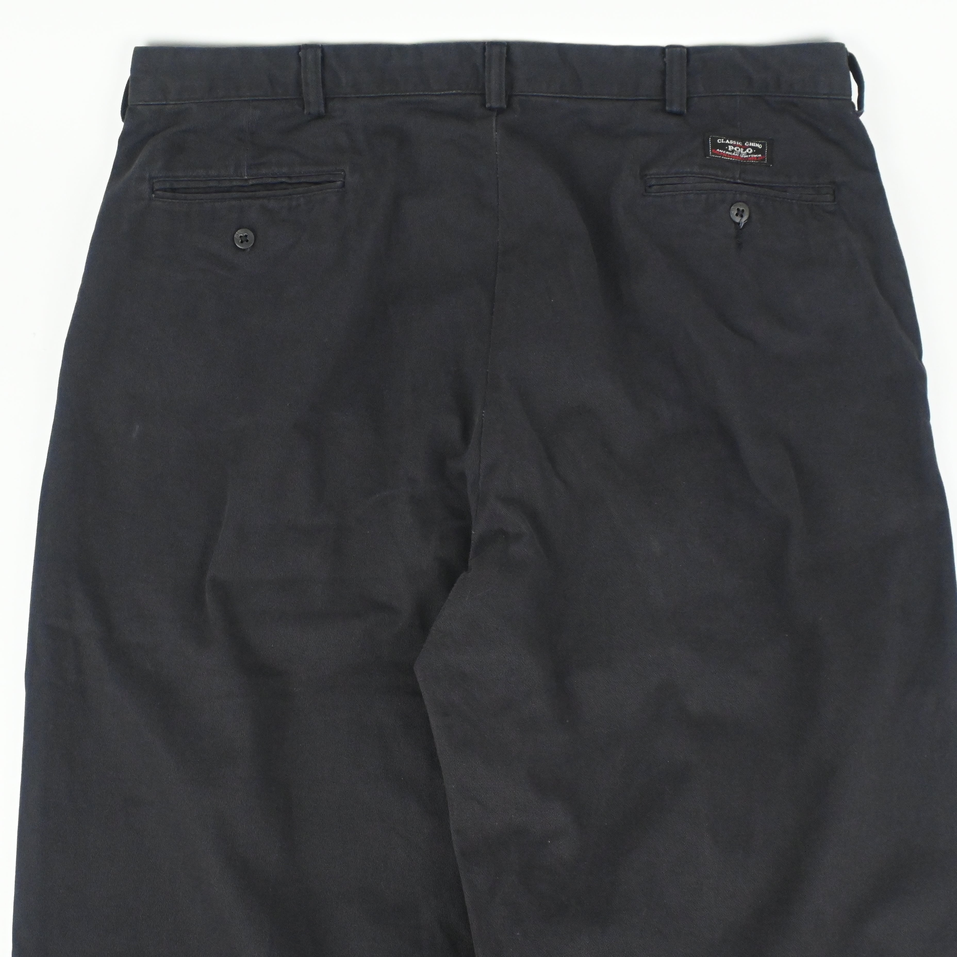 90's POLO BY RALPH LAUREN "HAMMOND" 2 TUCK CHINO TROUSERS BLACK W38 L32