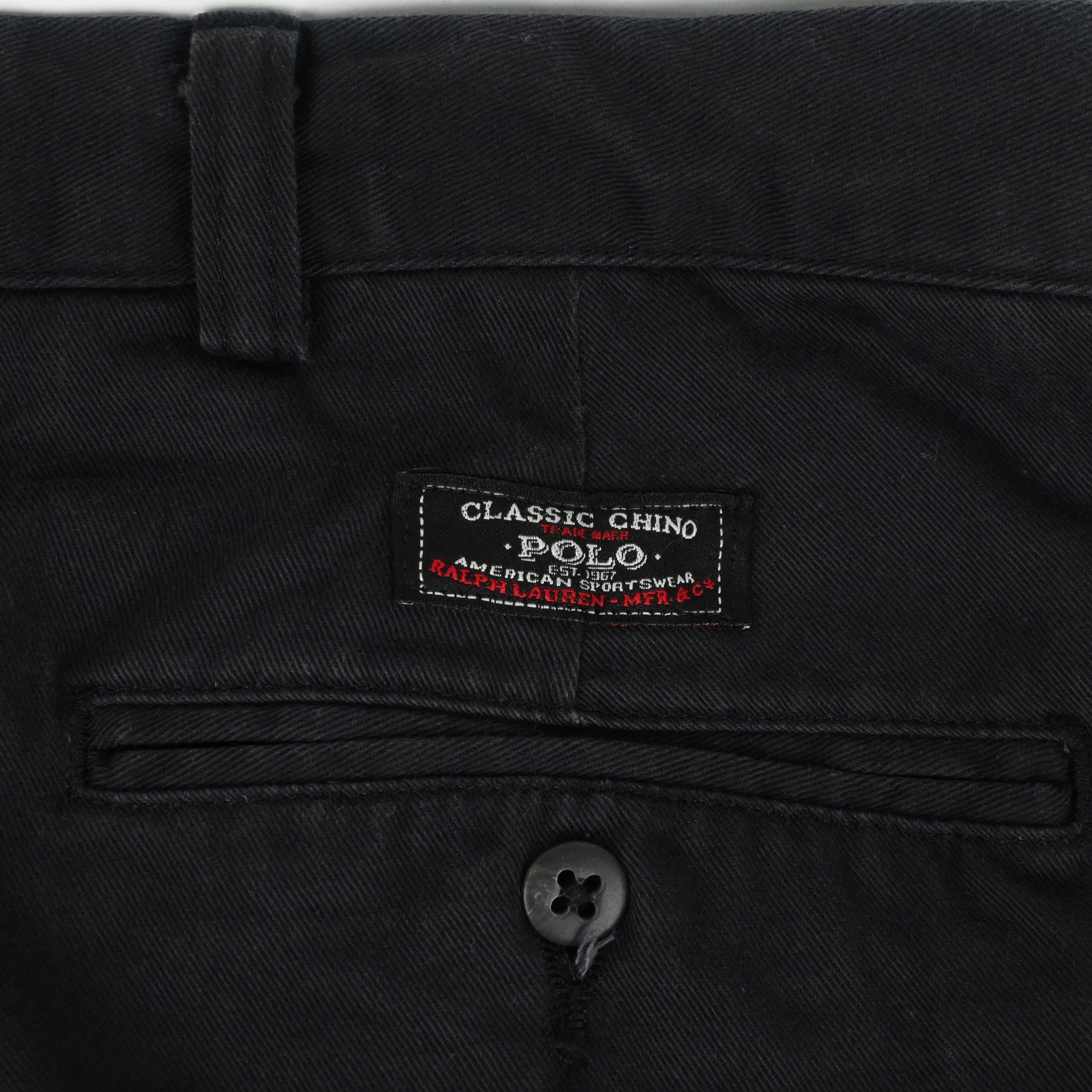 90's POLO BY RALPH LAUREN "HAMMOND" 2 TUCK CHINO TROUSERS BLACK W38 L32
