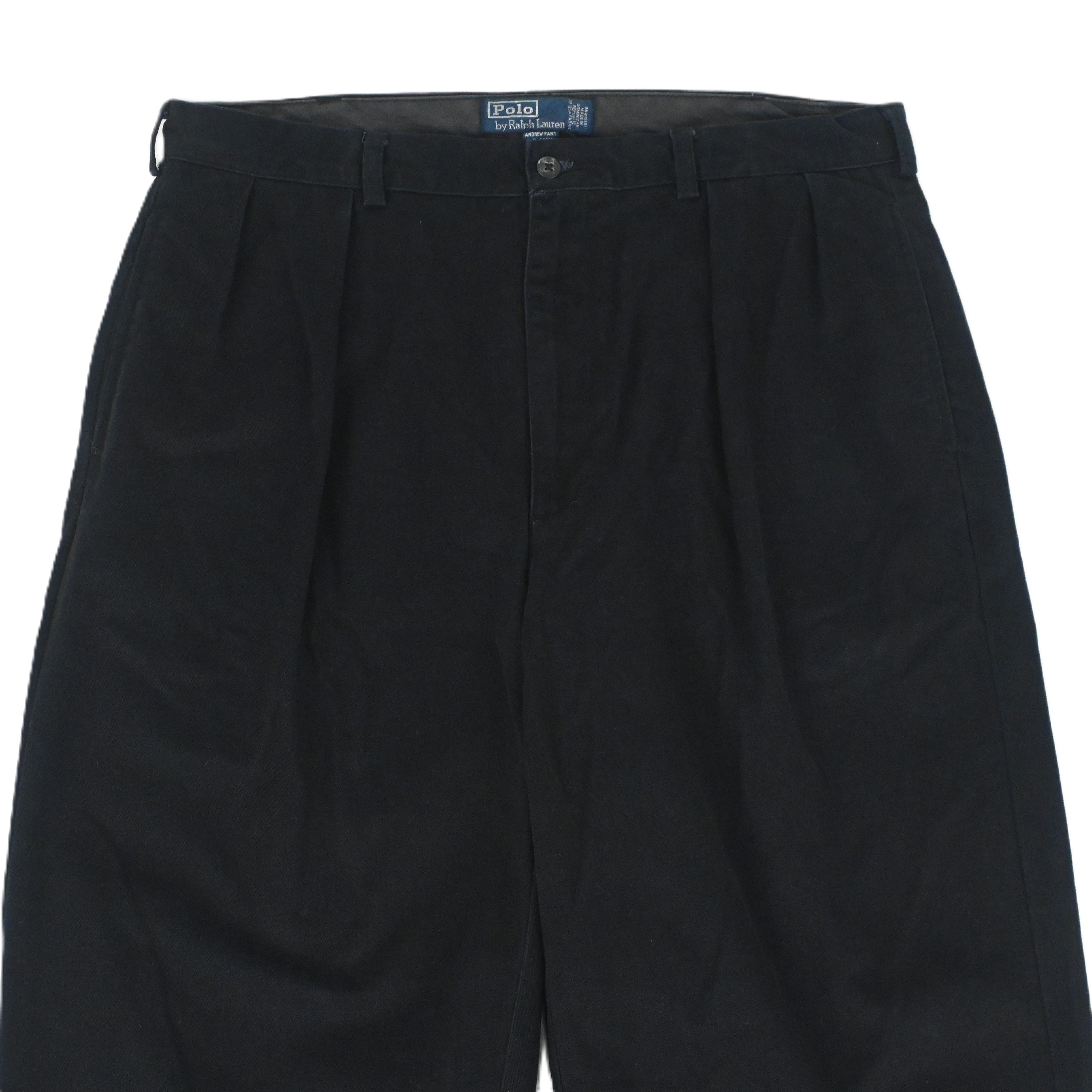 90's POLO BY RALPH LAUREN "ANDREW" 2 TUCK CHINO TROUSERS BLACK W36 L30