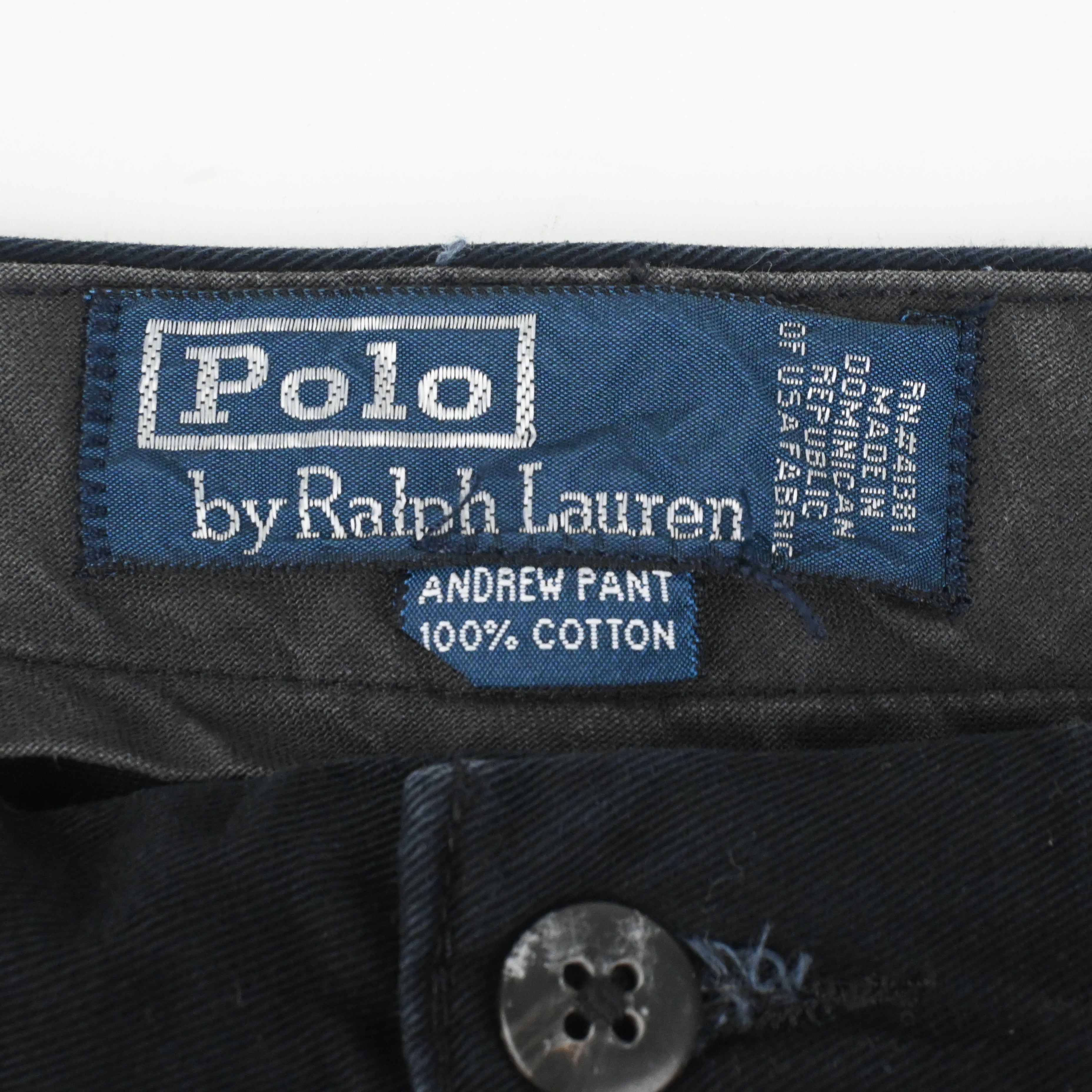 90's POLO BY RALPH LAUREN "ANDREW" 2 TUCK CHINO TROUSERS BLACK W36 L30