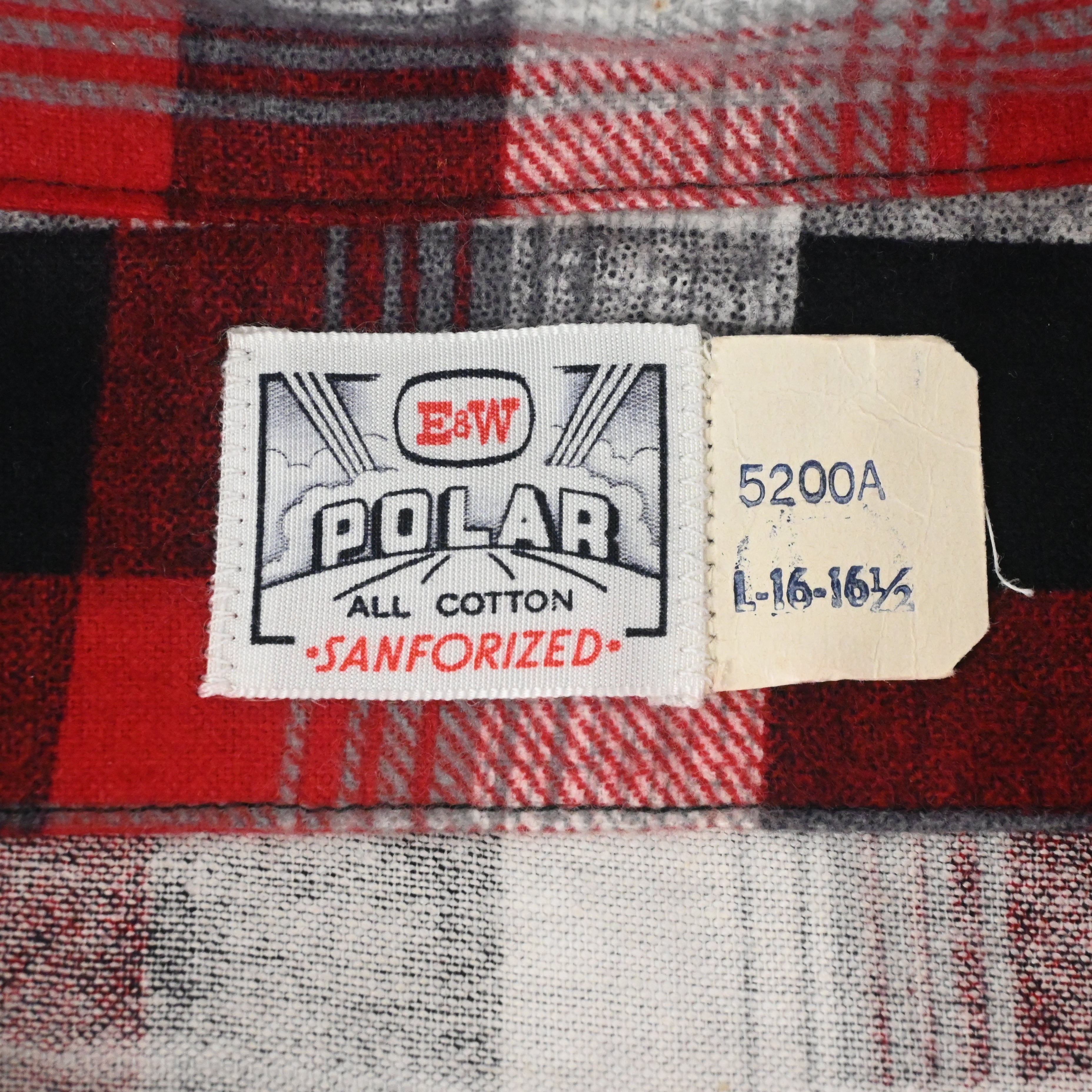 60's E&W POLAR PRINT FLANNEL L/S SHIRT SIZE L DEAD STOCK