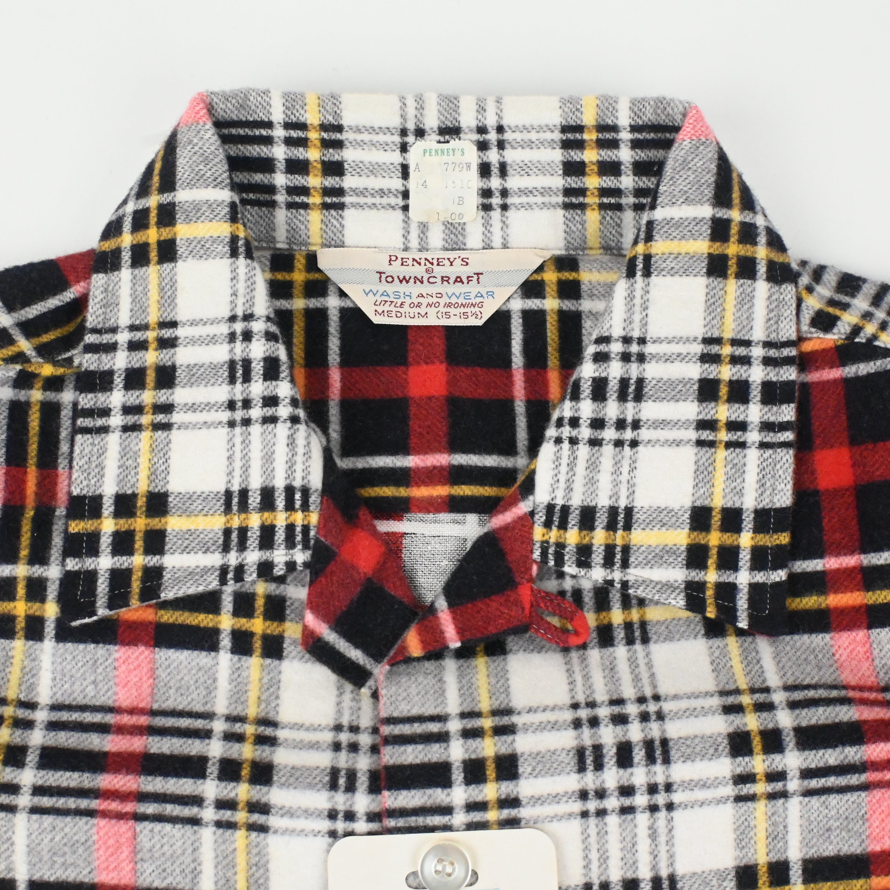 50’s PENNEY’S TOWN CRAFT PRINT FLANNEL L/S SHIRT SIZE M DEAD STOCK