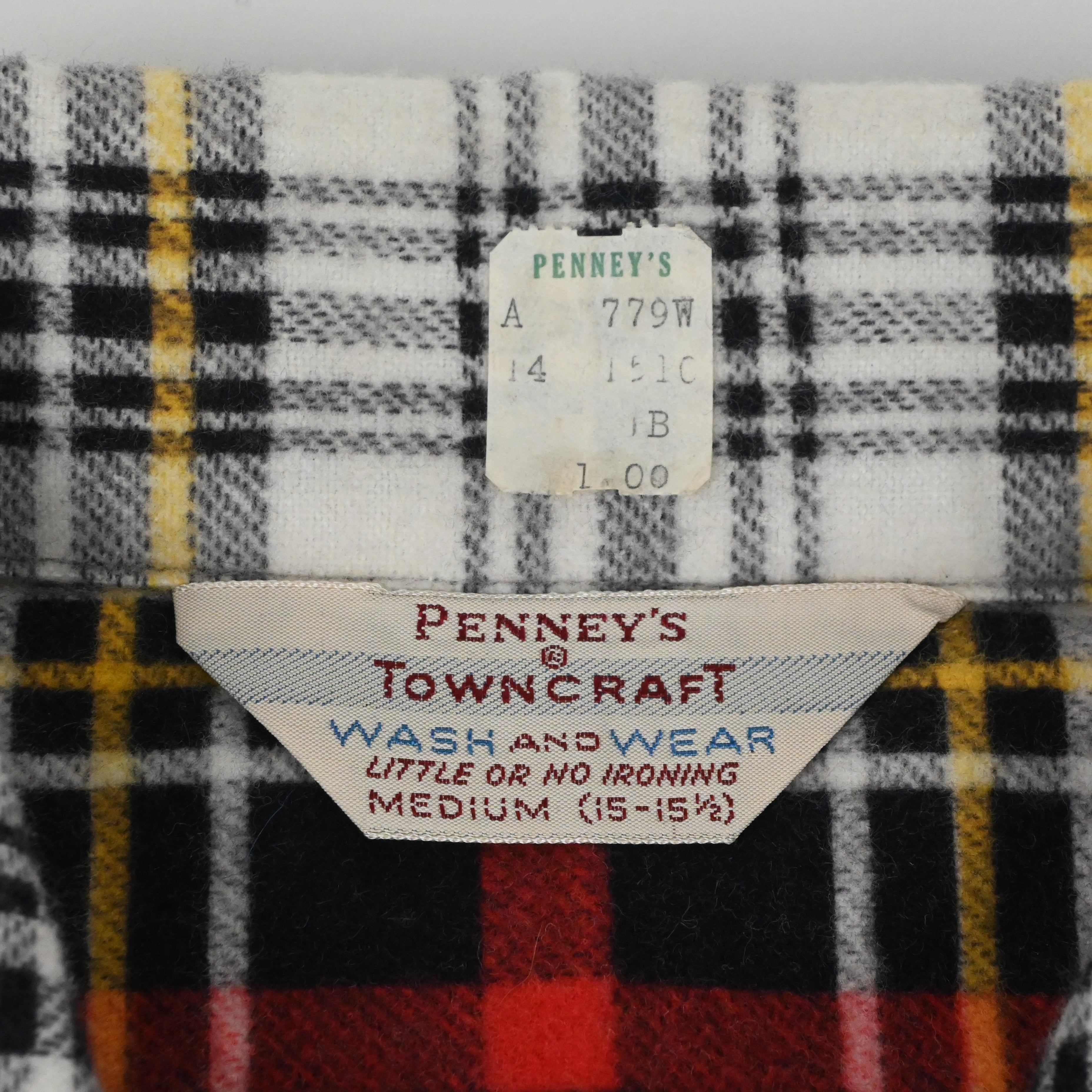 50’s PENNEY’S TOWN CRAFT PRINT FLANNEL L/S SHIRT SIZE M DEAD STOCK