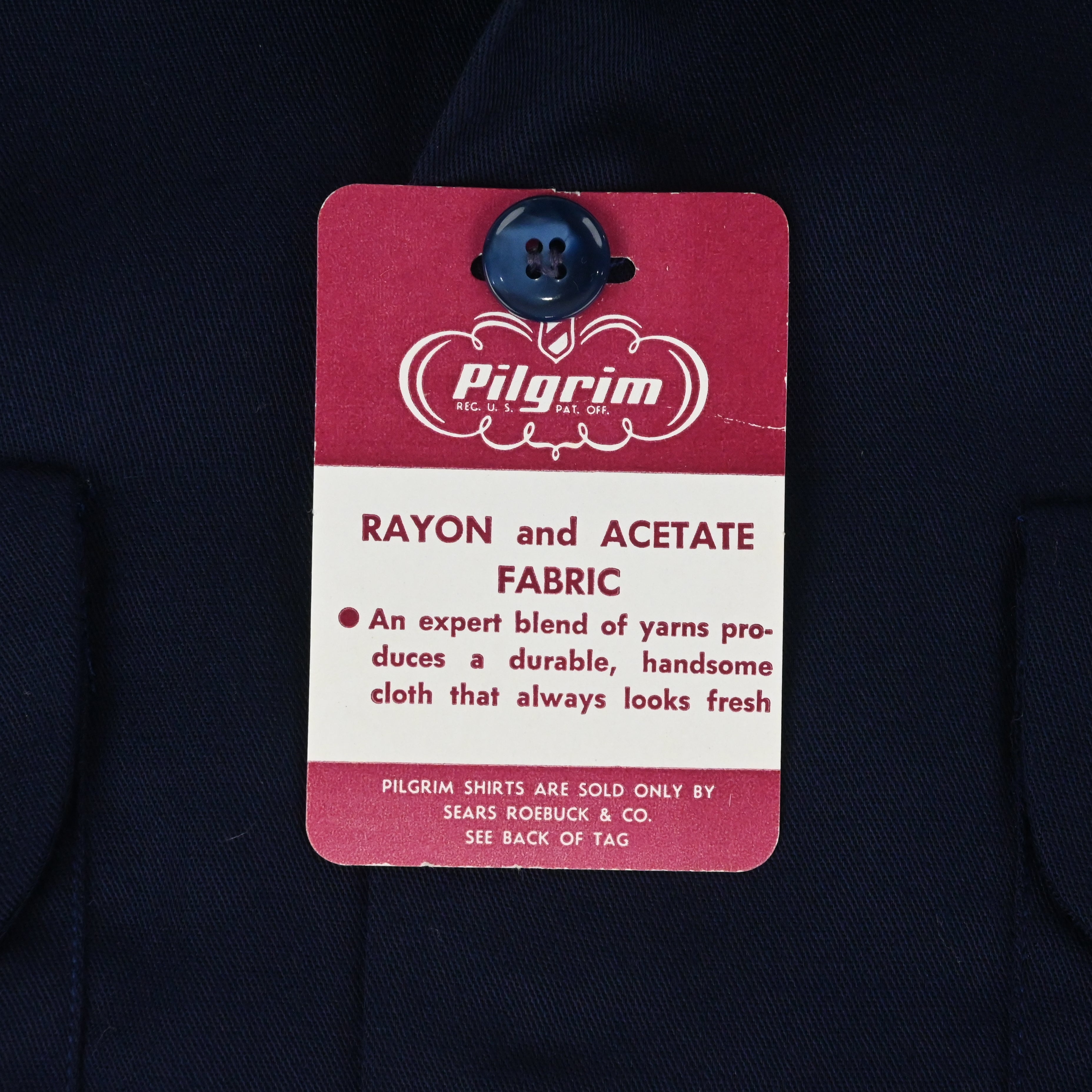 50's PILGRIM RAYON & ACETATE GAB LOOP COLLAR SHIRT SIZE M DEAD STOCK