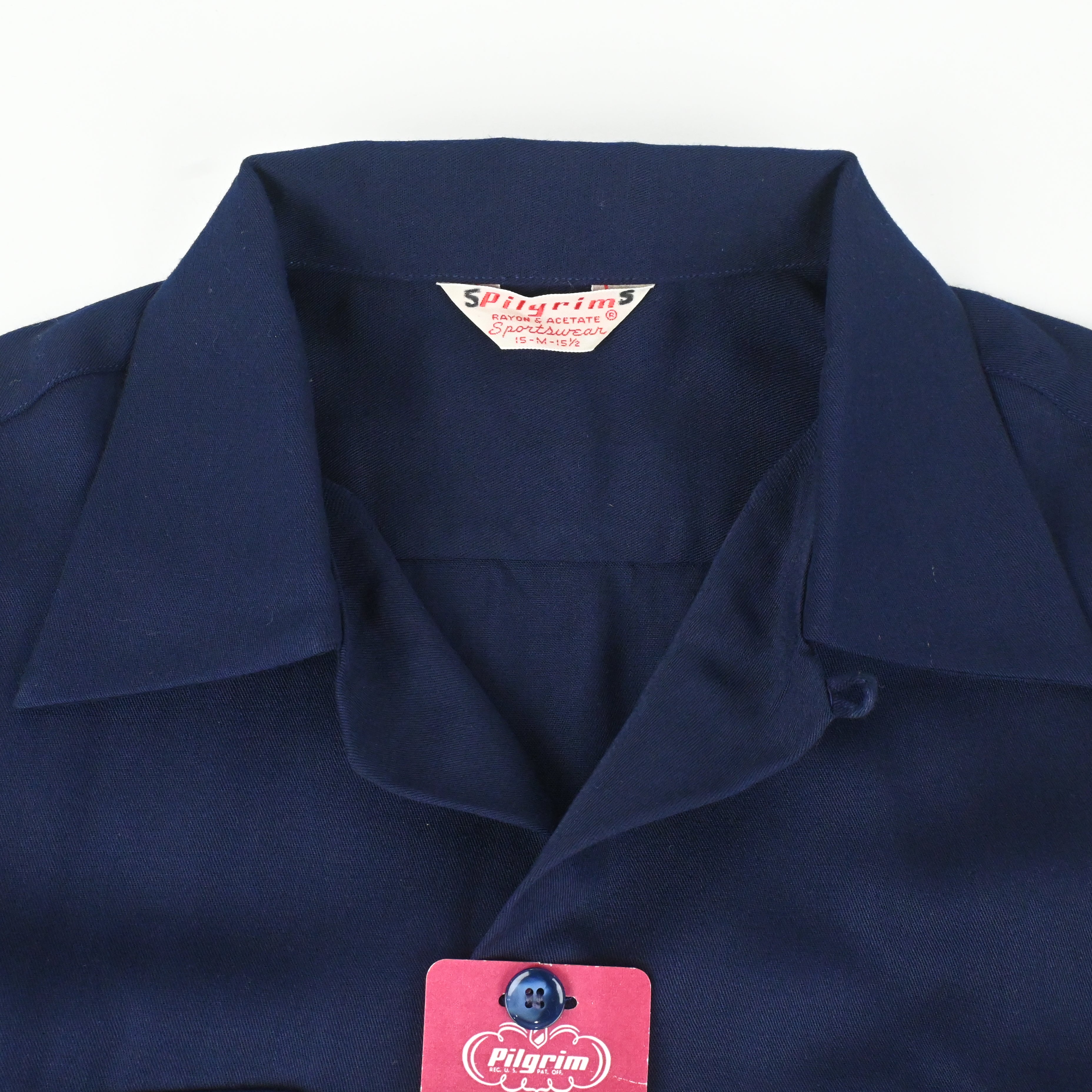 50's PILGRIM RAYON & ACETATE GAB LOOP COLLAR SHIRT SIZE M DEAD STOCK