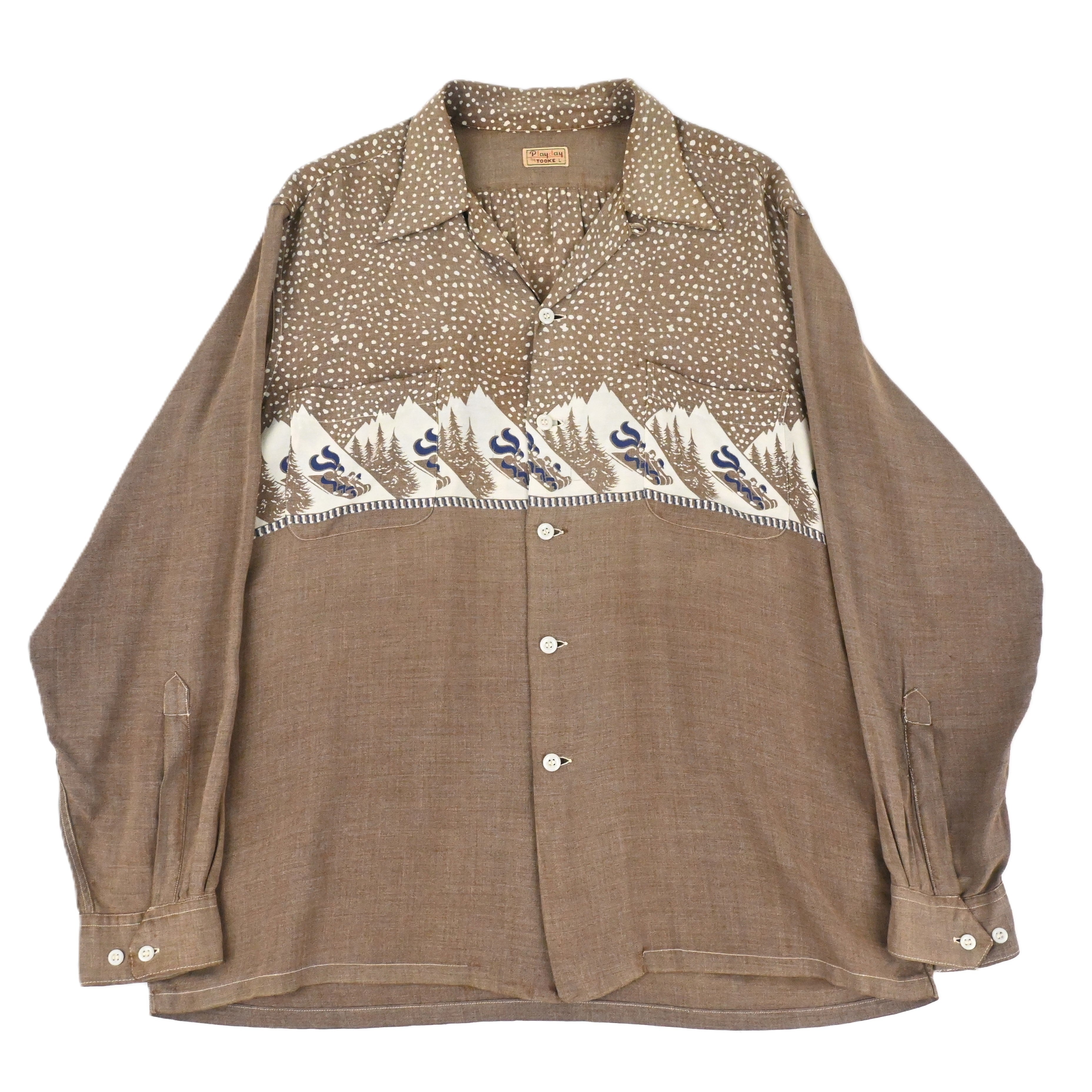 40's PLAY DAY BY TOOKIE RAYON LOOP COLLAR SHIRT SIZE L