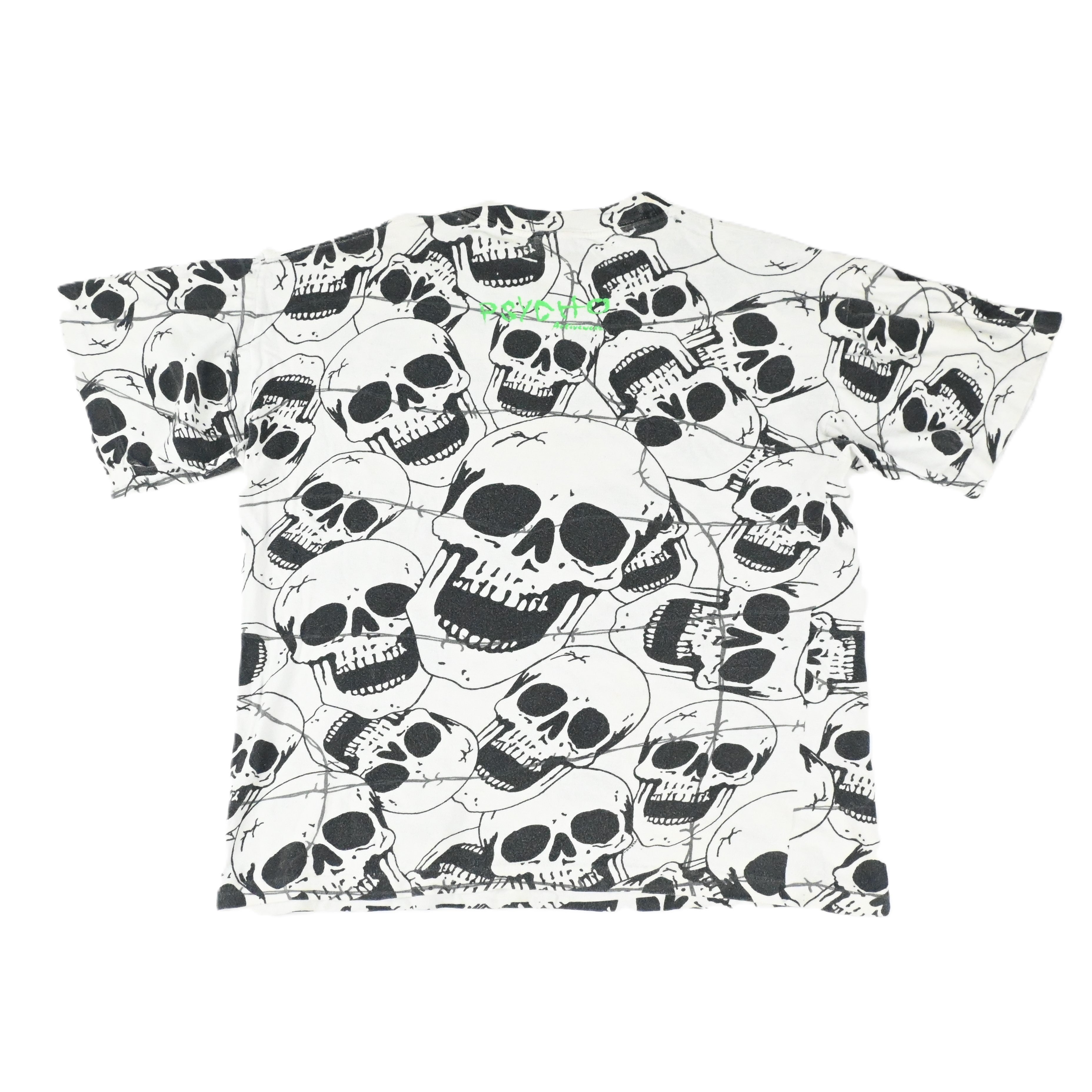 80's SKULL ALLOVER PRINT T-SHIRT SIZE L