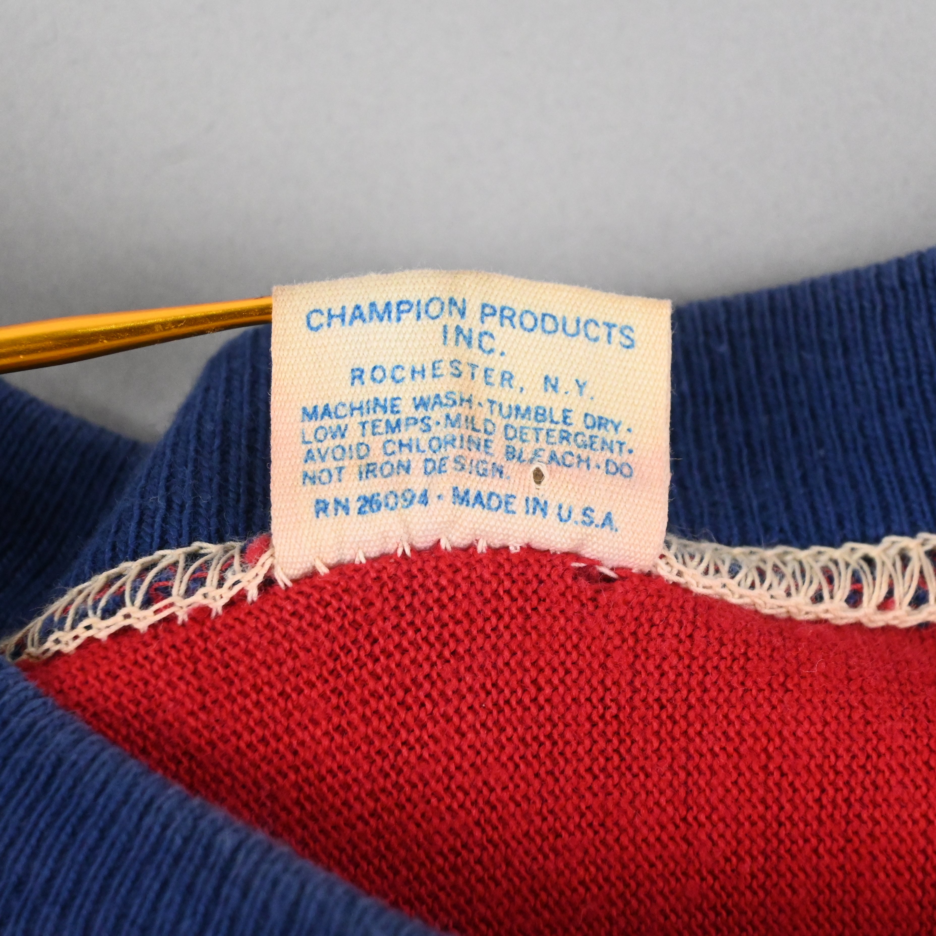 70's CHAMPION "plymouth" 3TONE T-SHIRT SIZE XL