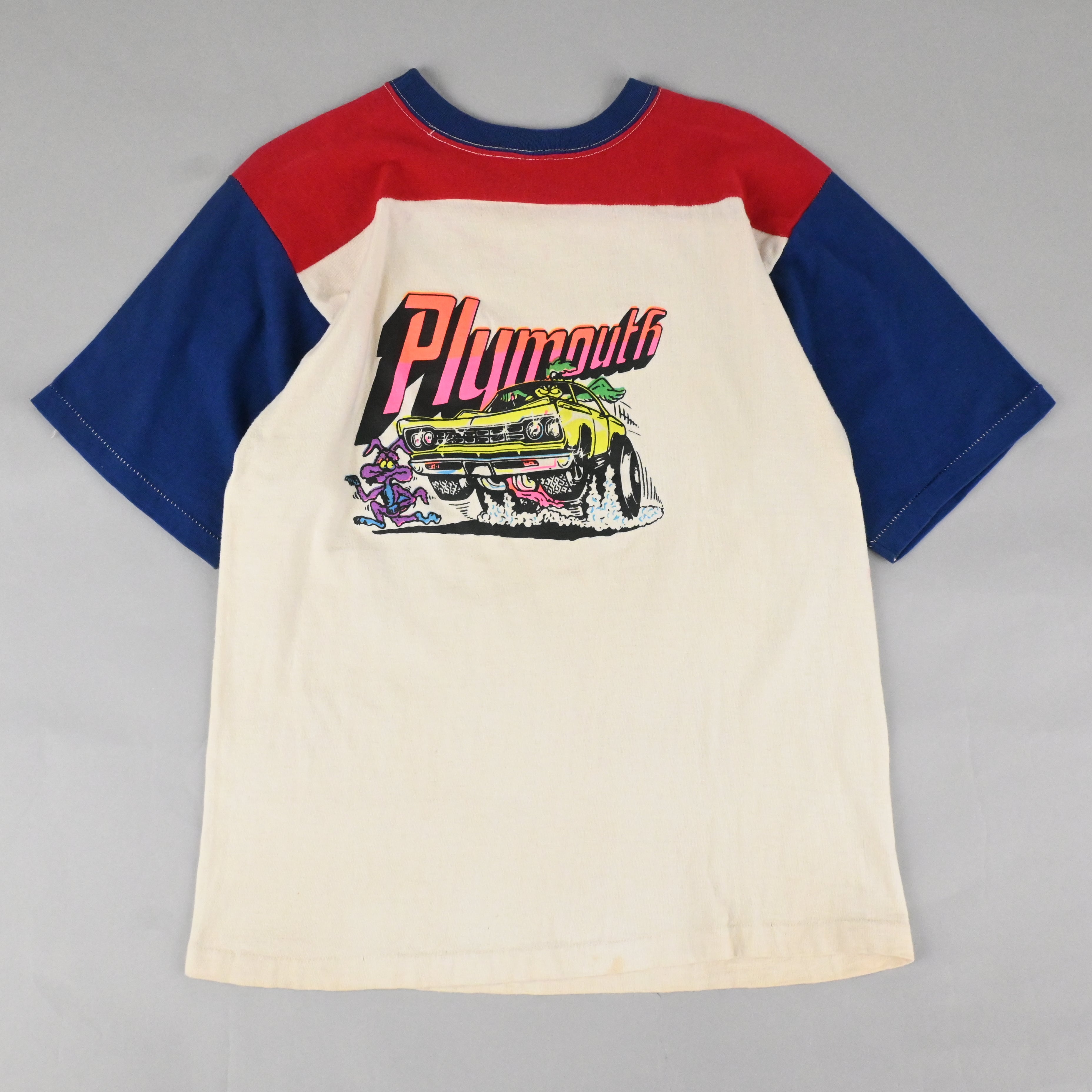 70's CHAMPION "plymouth" 3TONE T-SHIRT SIZE XL