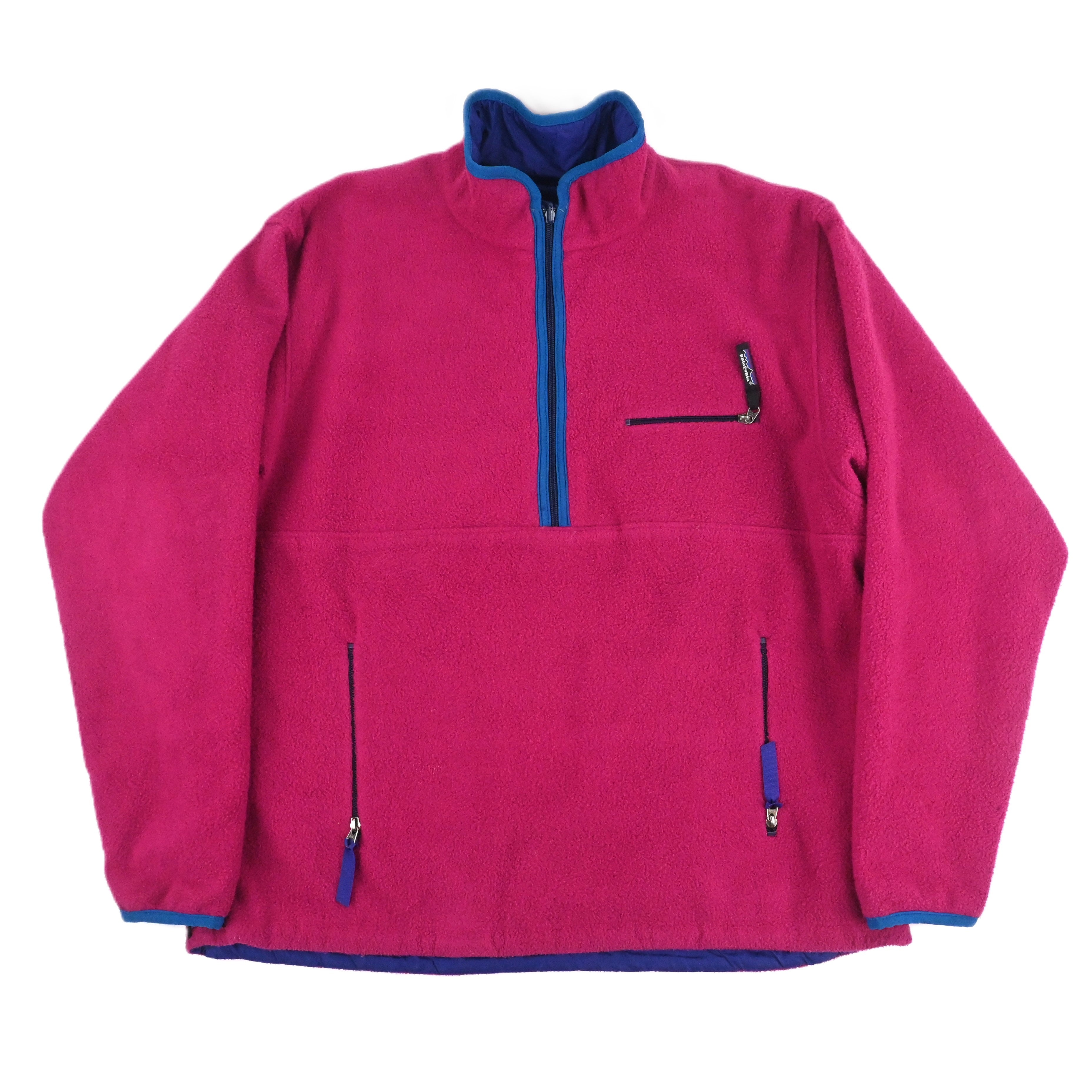 '91 Patagonia REVERSIBLE GLISSADE PULLOVER Bright Blue/Lobster