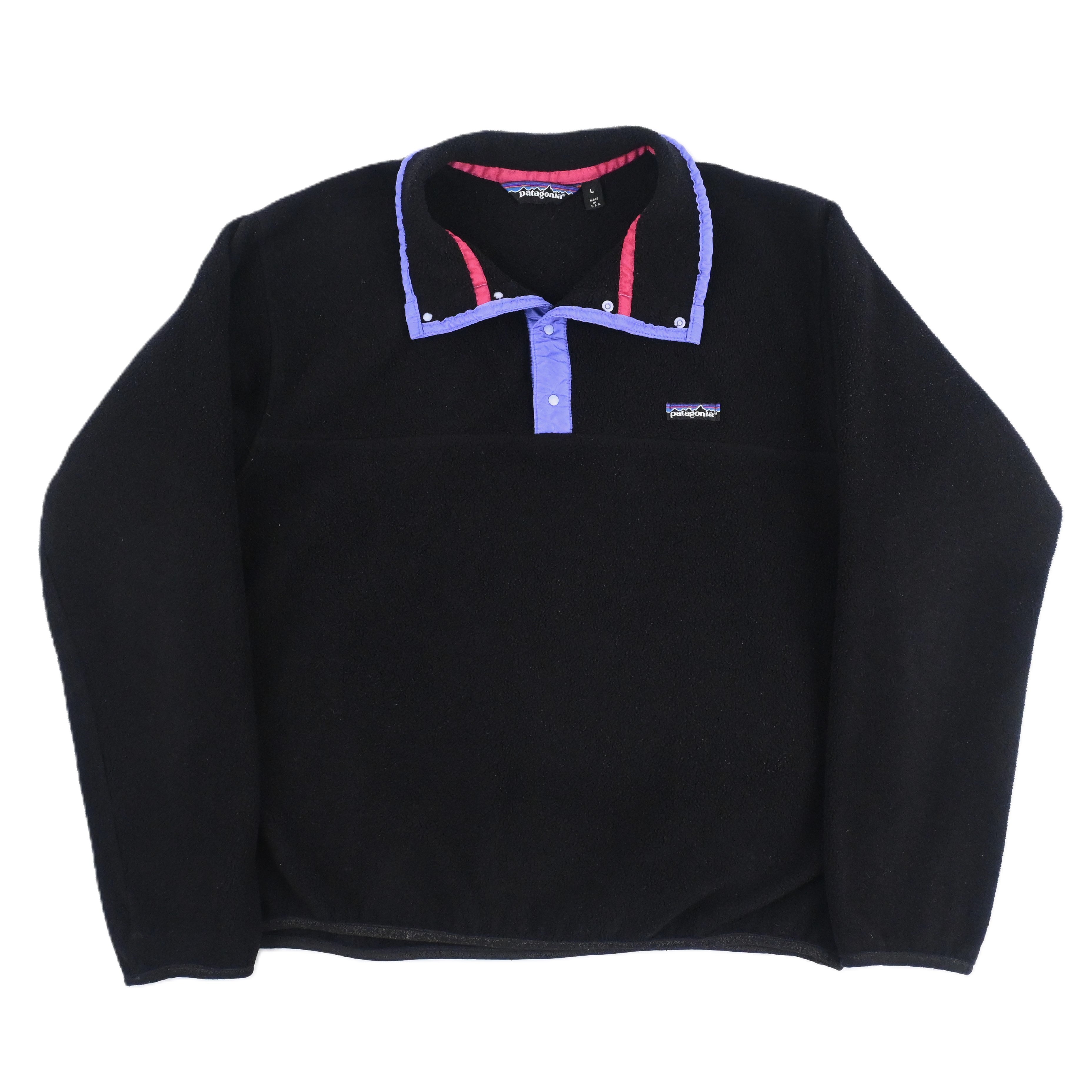 80's ptagonia SYNCHILLA SNAP T-NECK Black/Periwinkle