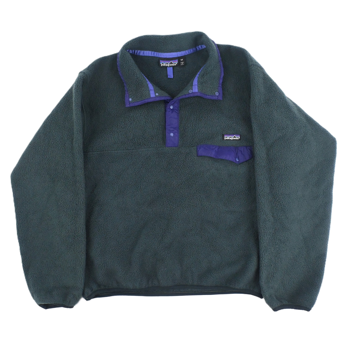 90 Patagonia SYNCHILLA SNAP T-NECK Hunter Green/Eggplant