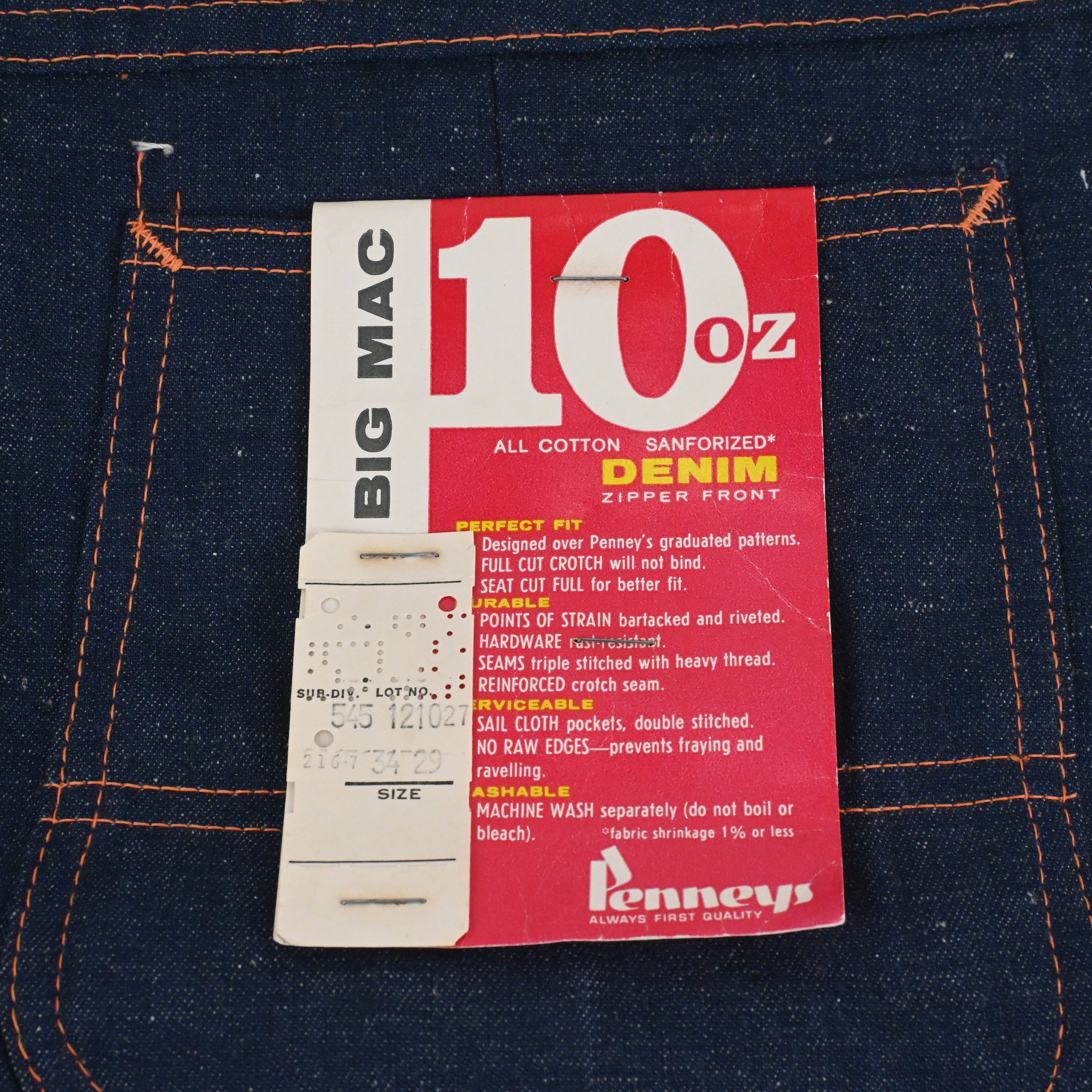 60's Penney's BIGMAC denim painter pants W34 L29 DEADSTOCK
