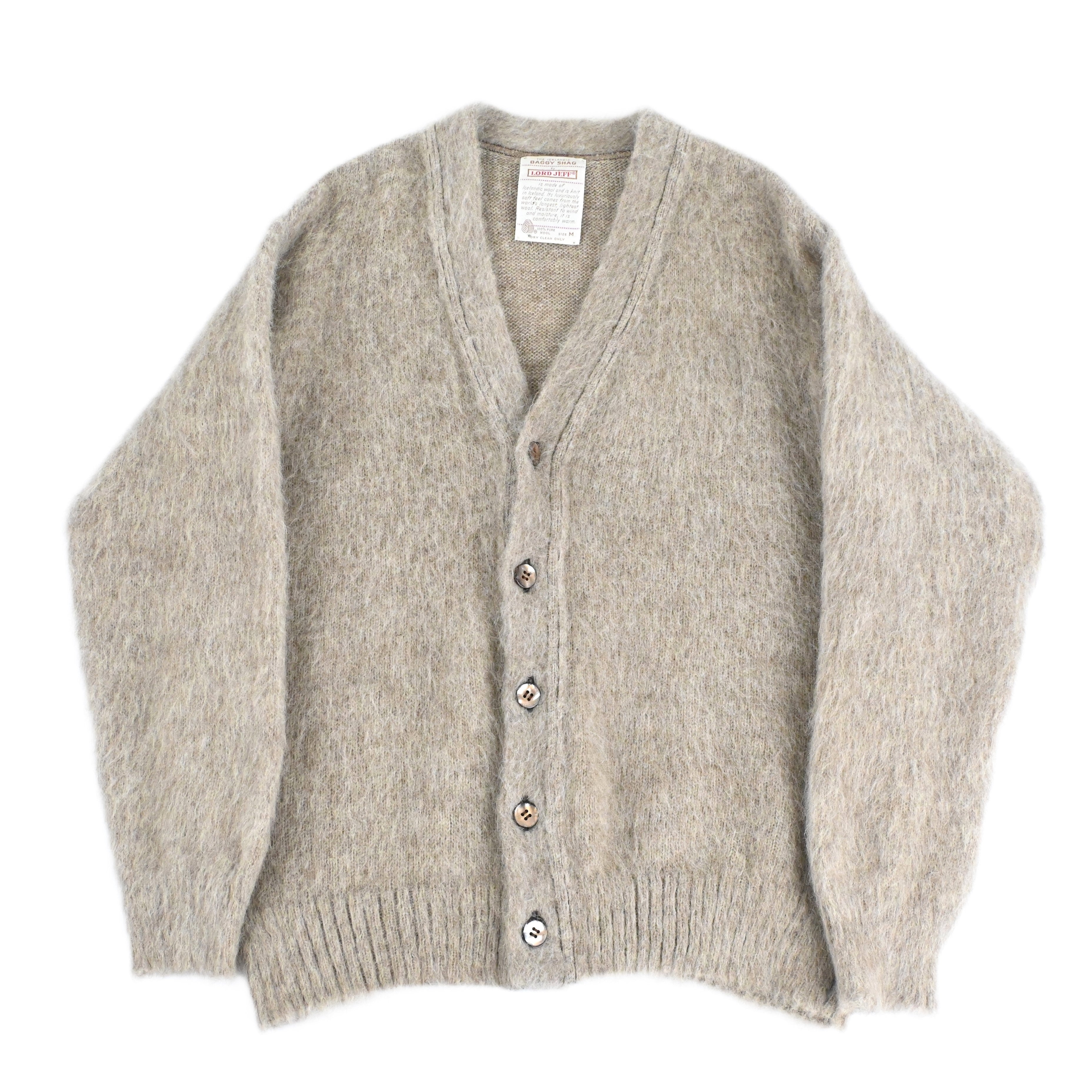 70's BAGGY SHAG by LORD JEFF WOOL CARDIGAN size M